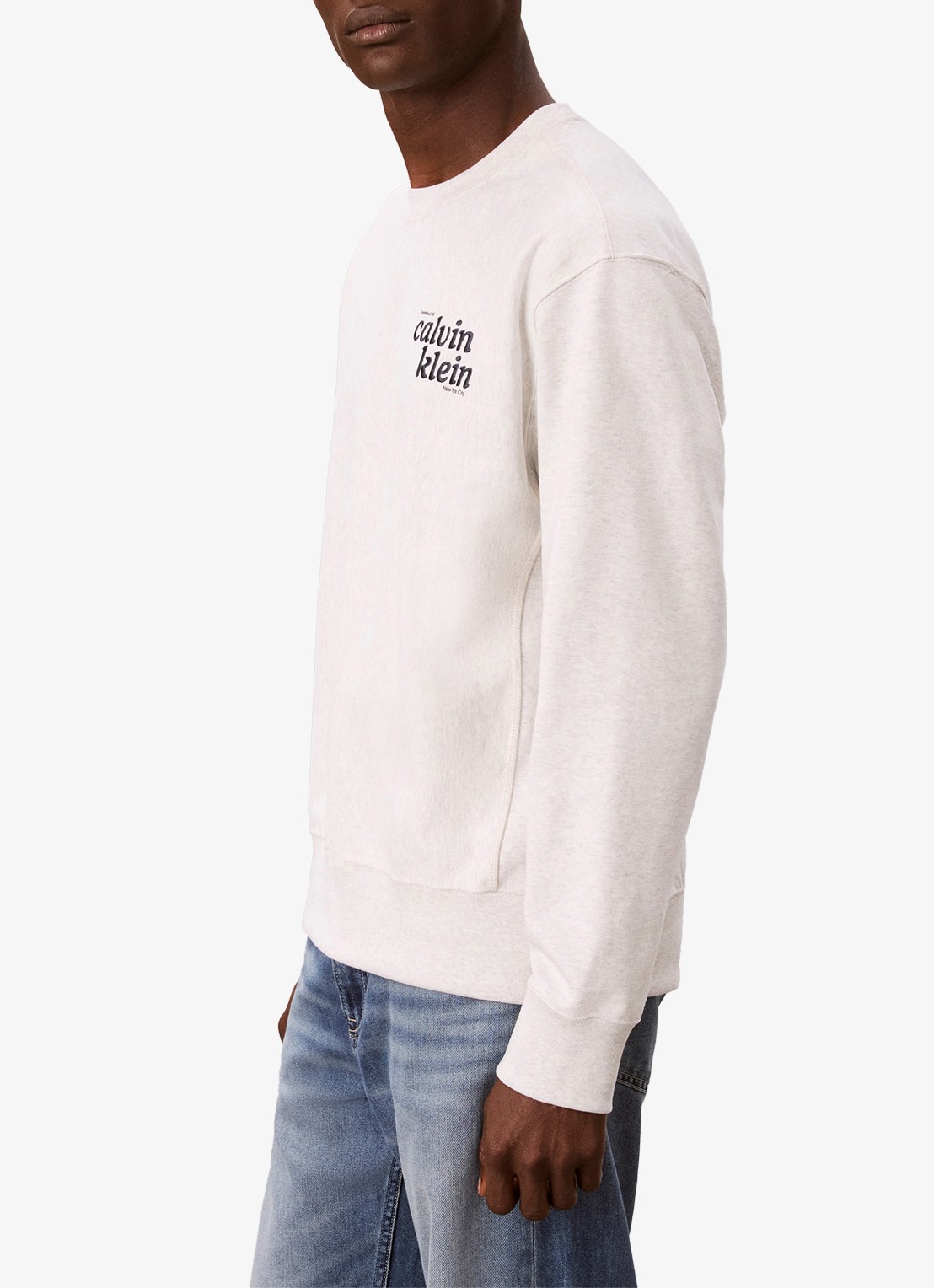 Calvin Klein Sweater met logoborduring - detail 5 lichtgrijs
