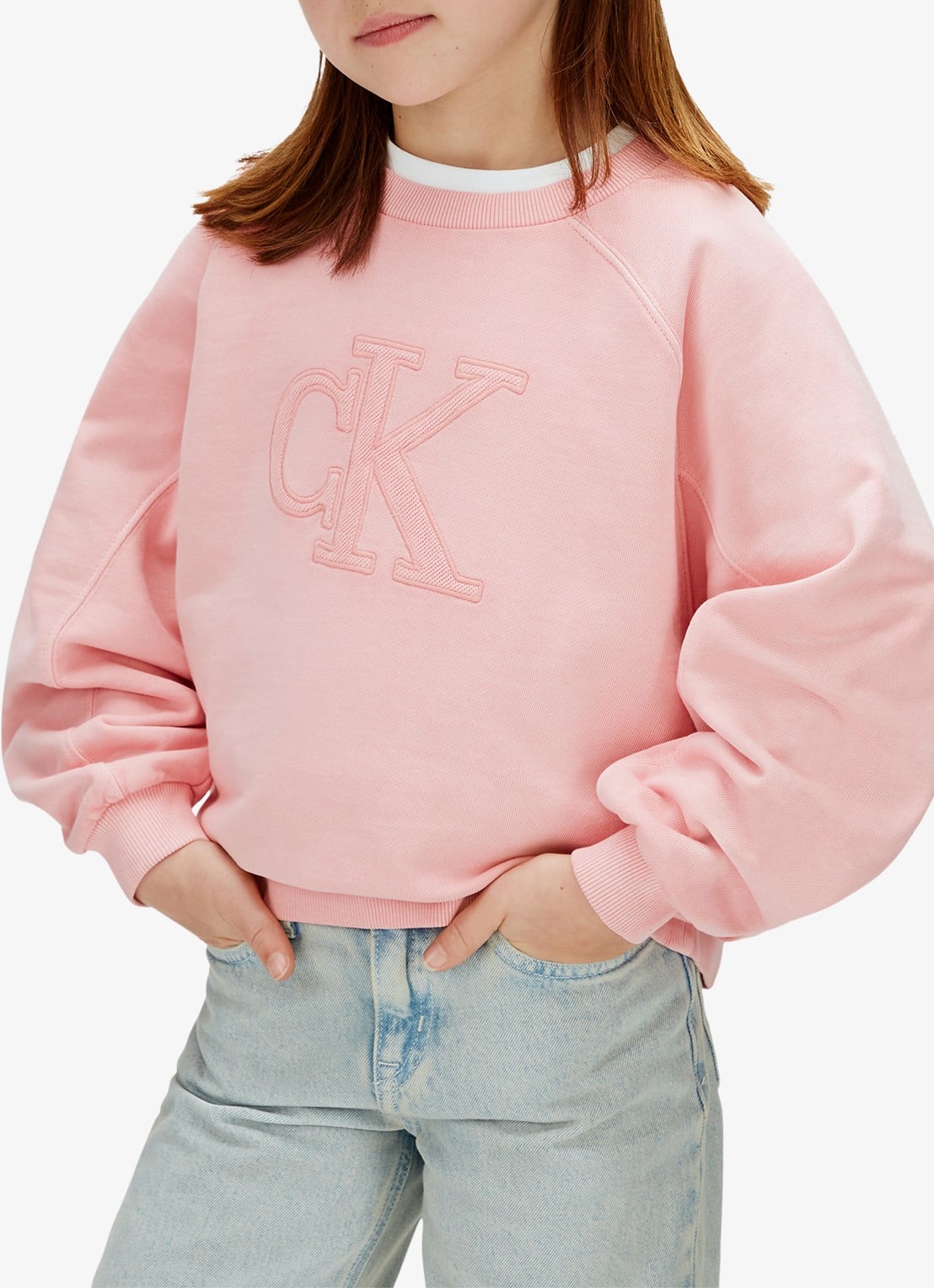 Calvin Klein Sweater met logoborduring - detail 4 roze