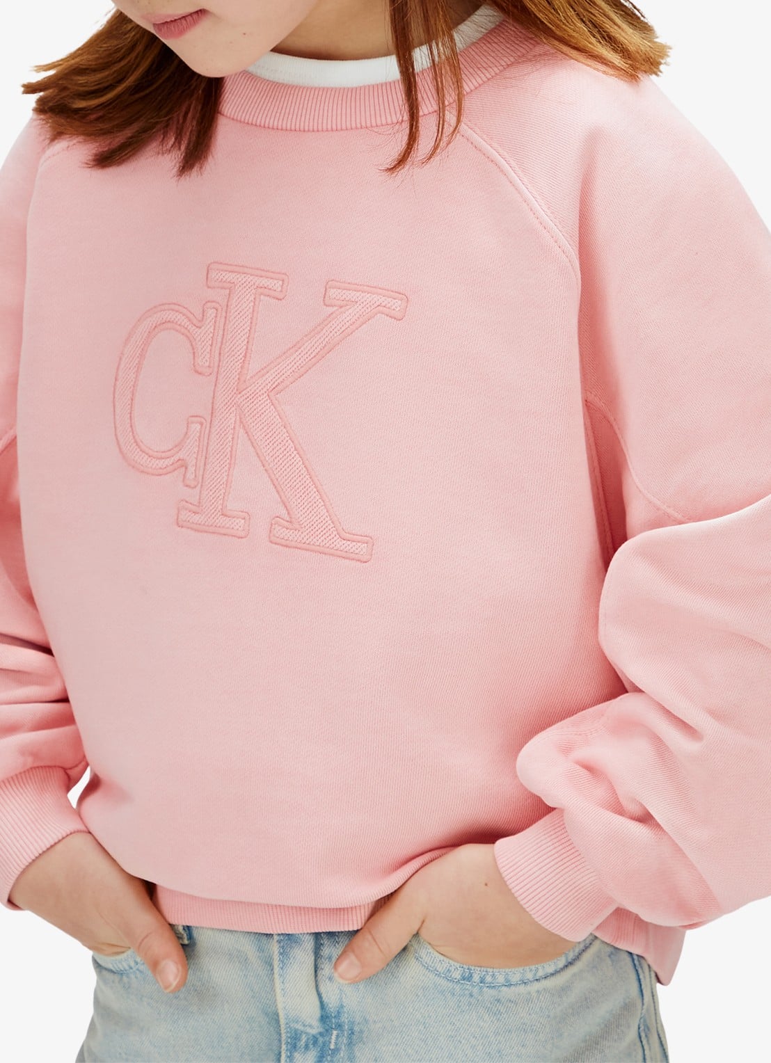 Calvin Klein Sweater met logoborduring - detail 5 roze