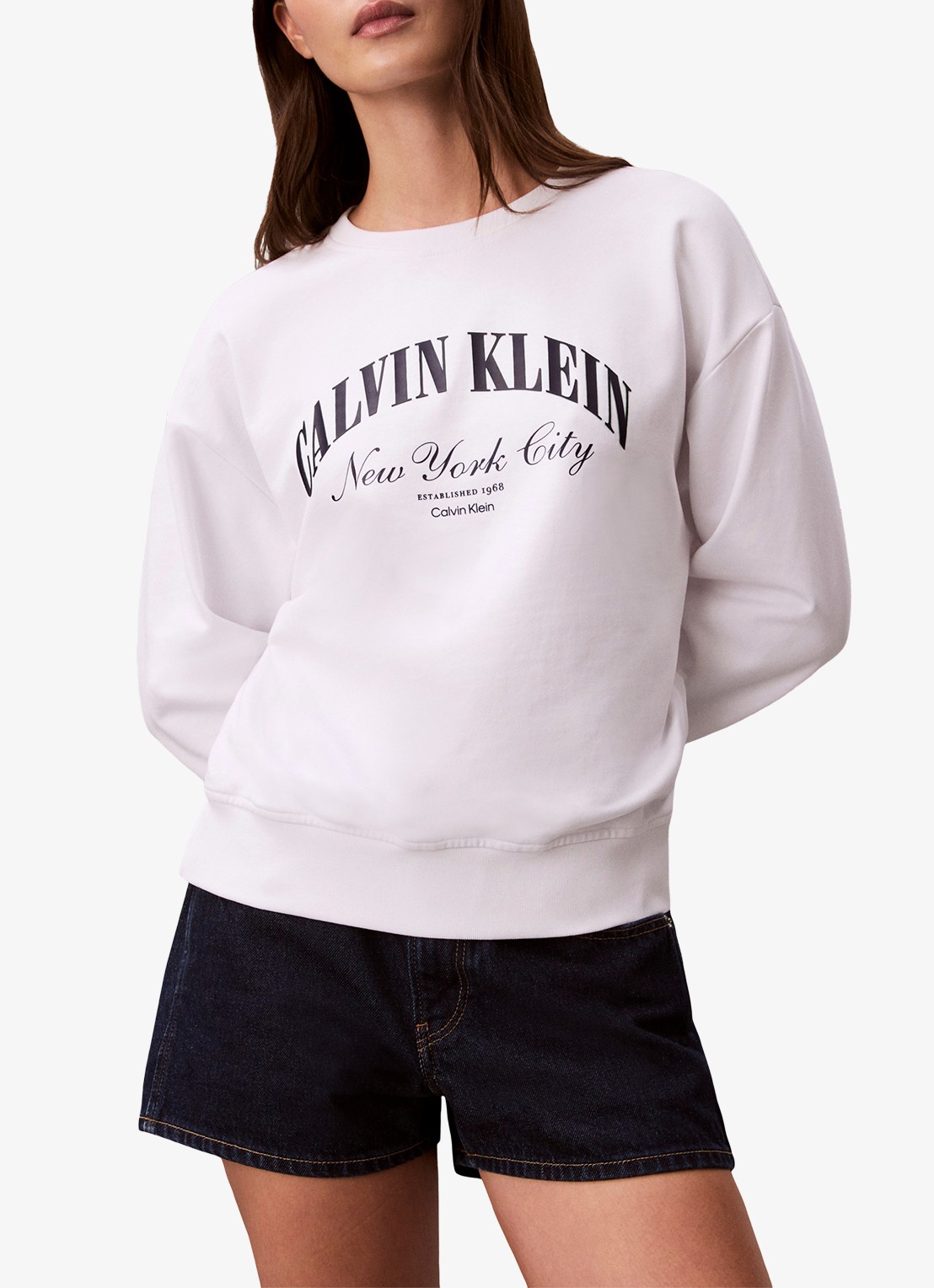 Calvin Klein Sweater met logoprint - detail 3 wit