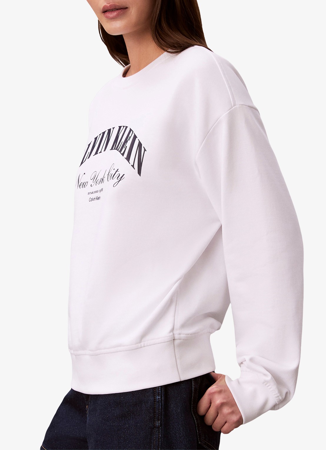 Calvin Klein Sweater met logoprint - detail 4 wit