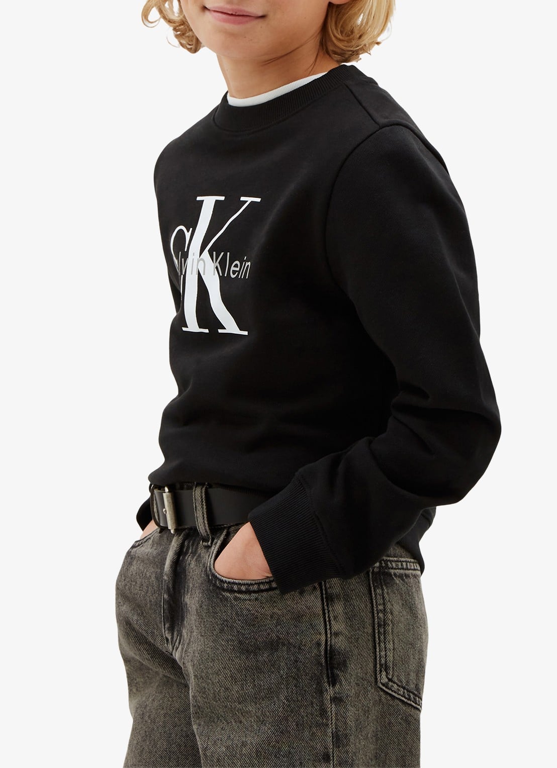 Calvin Klein Sweater met logoprint - detail 3 zwart