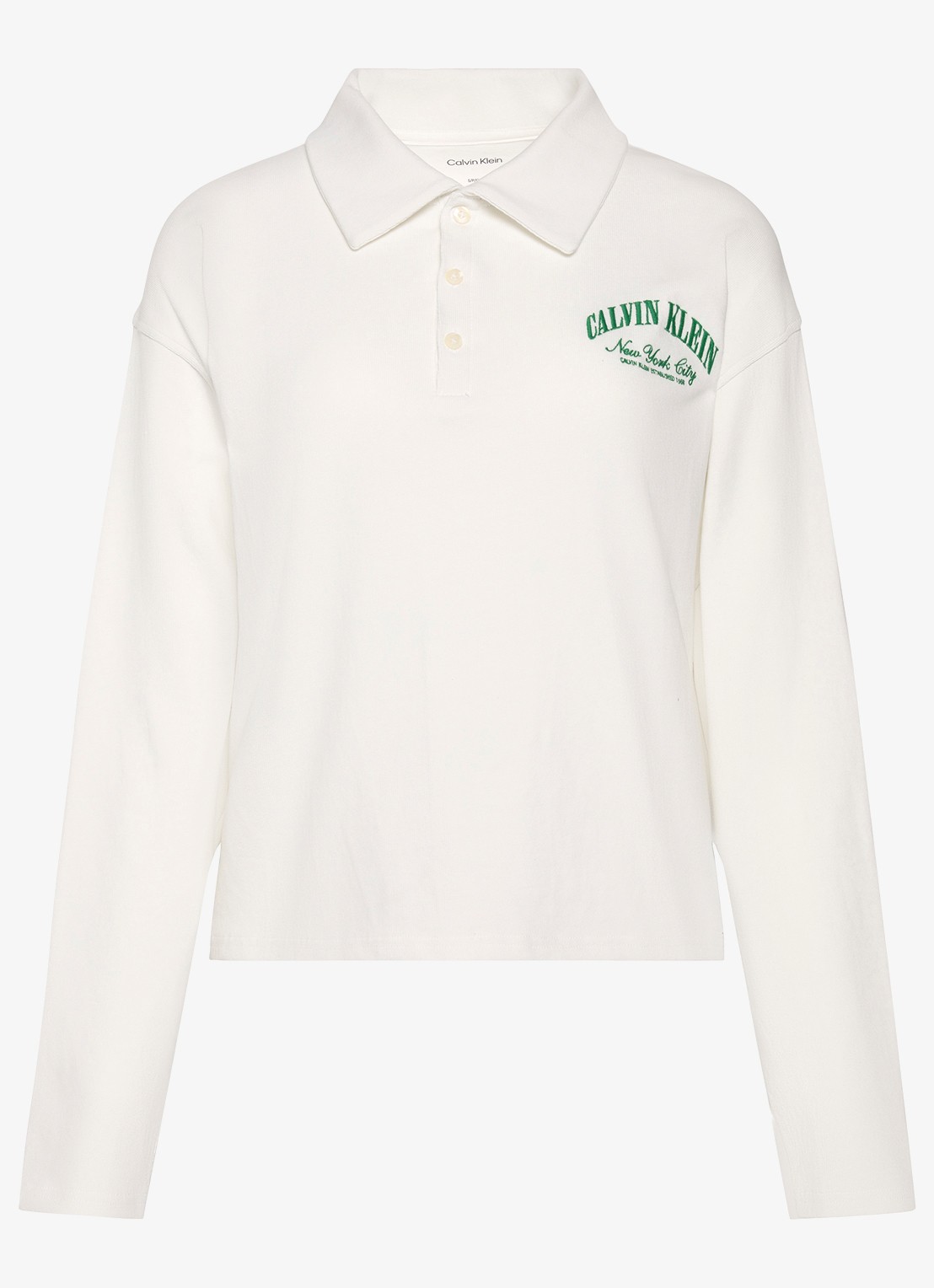 Calvin Klein Sweater met polokraag - voorkant wit