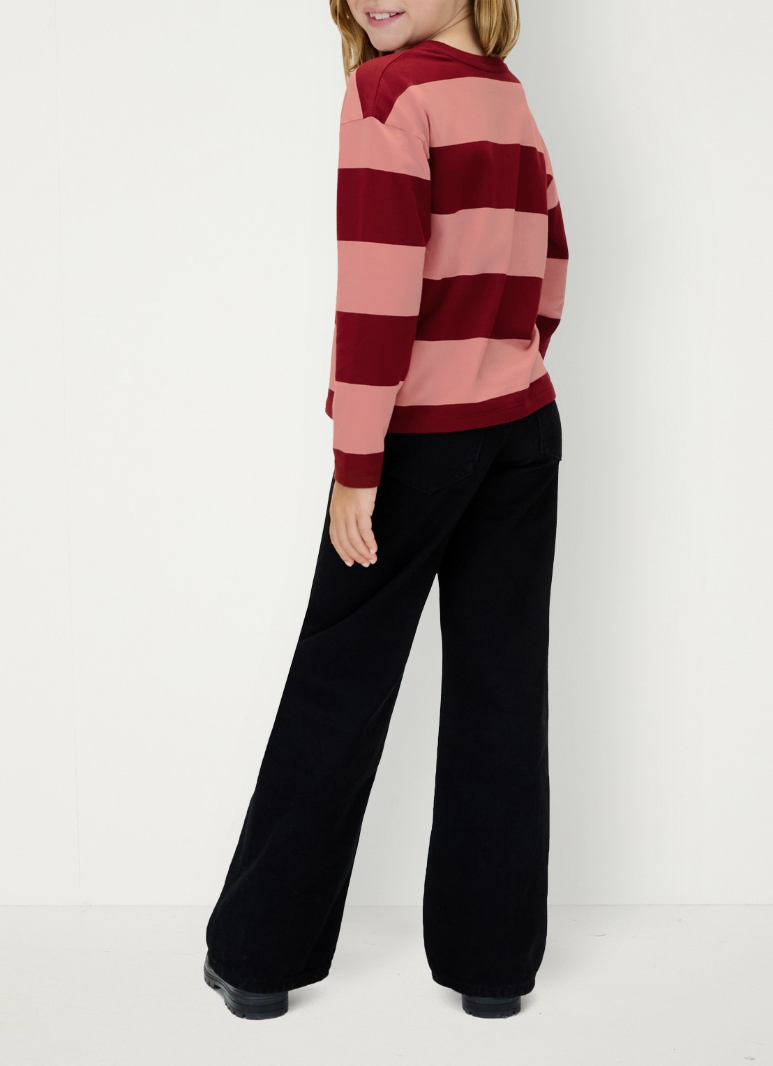 Calvin Klein Sweater met streepprint - achterkant 6 bordeauxrood