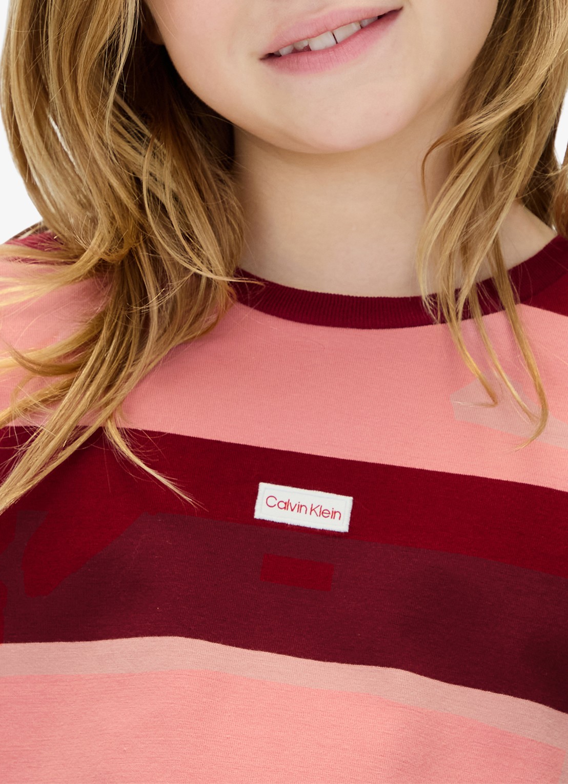 Calvin Klein Sweater met streepprint - detail 4 bordeauxrood
