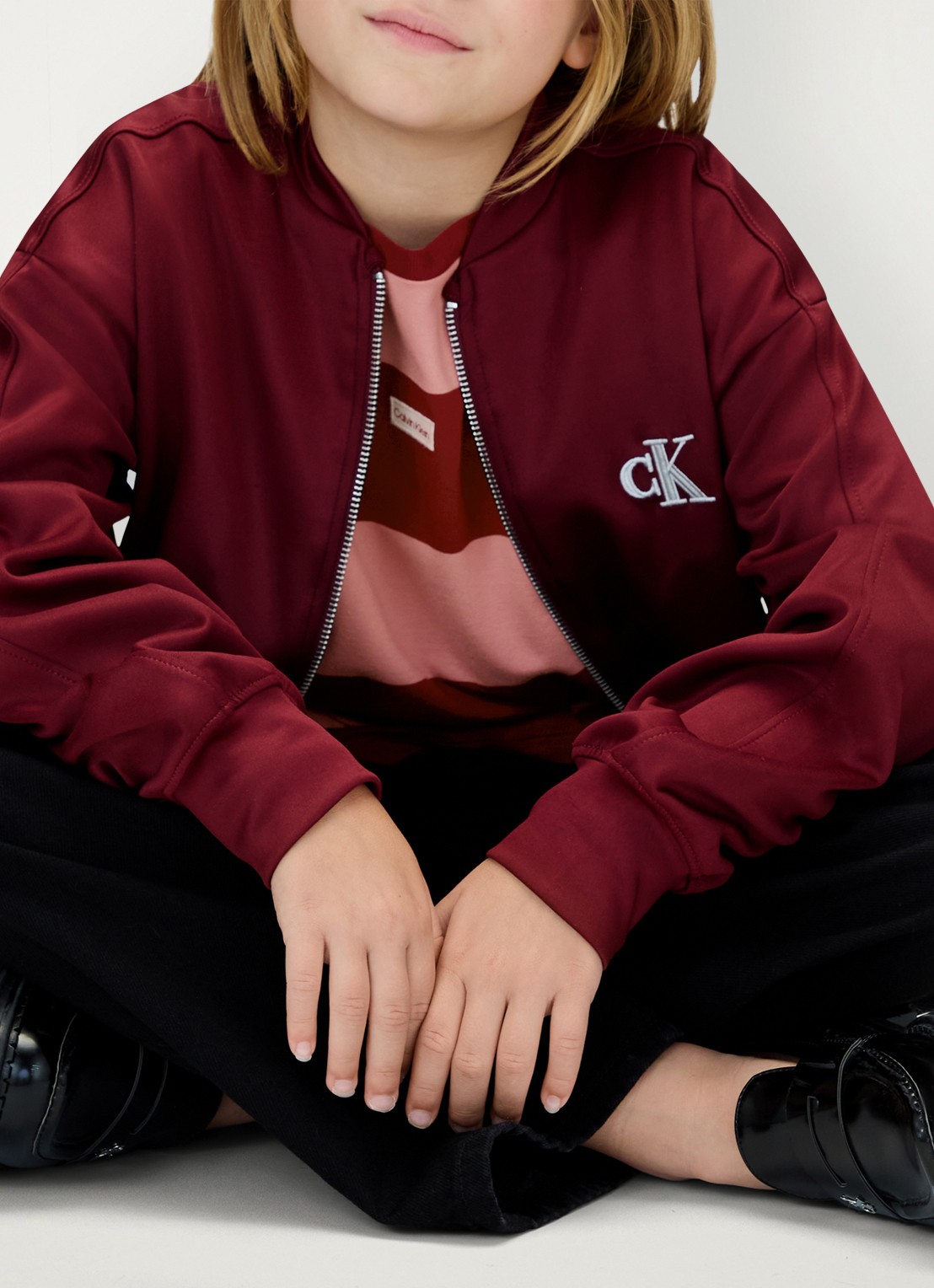 Calvin Klein Sweater met streepprint - detail 5 bordeauxrood