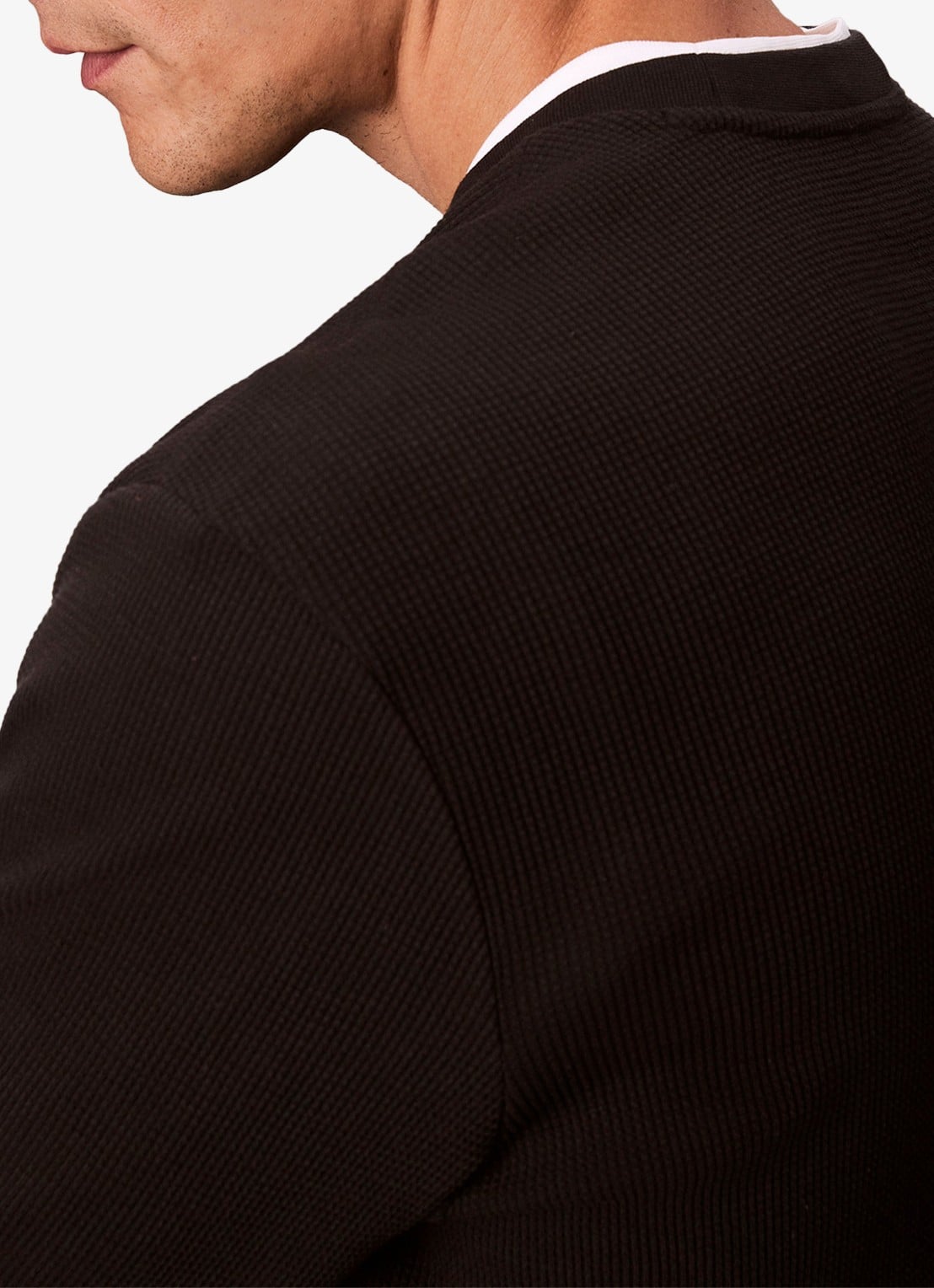 Calvin Klein Sweater met structuur en logo - detail 3 zwart