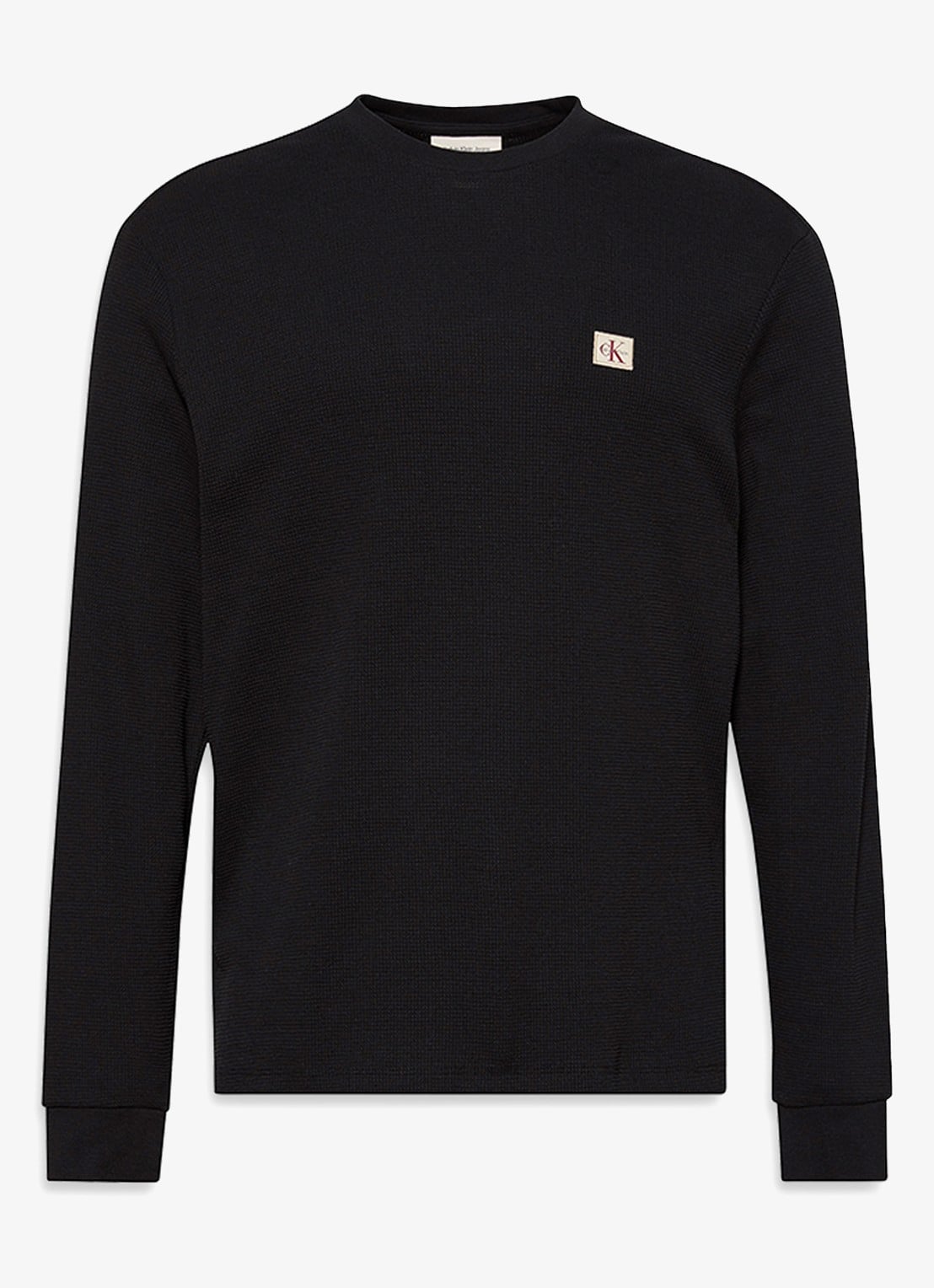 Calvin Klein Sweater met structuur en logo - voorkant 6 zwart