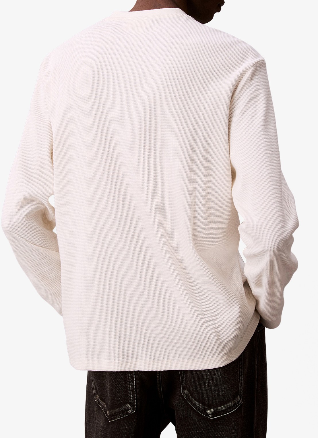 Calvin Klein Sweater met structuur en logo - achterkant beige