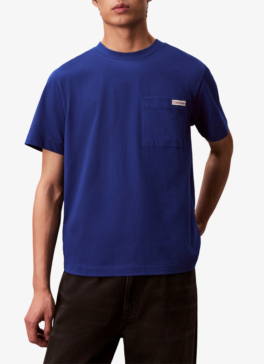 Calvin Klein T-shirt met borstzak - detail 4 donkerblauw