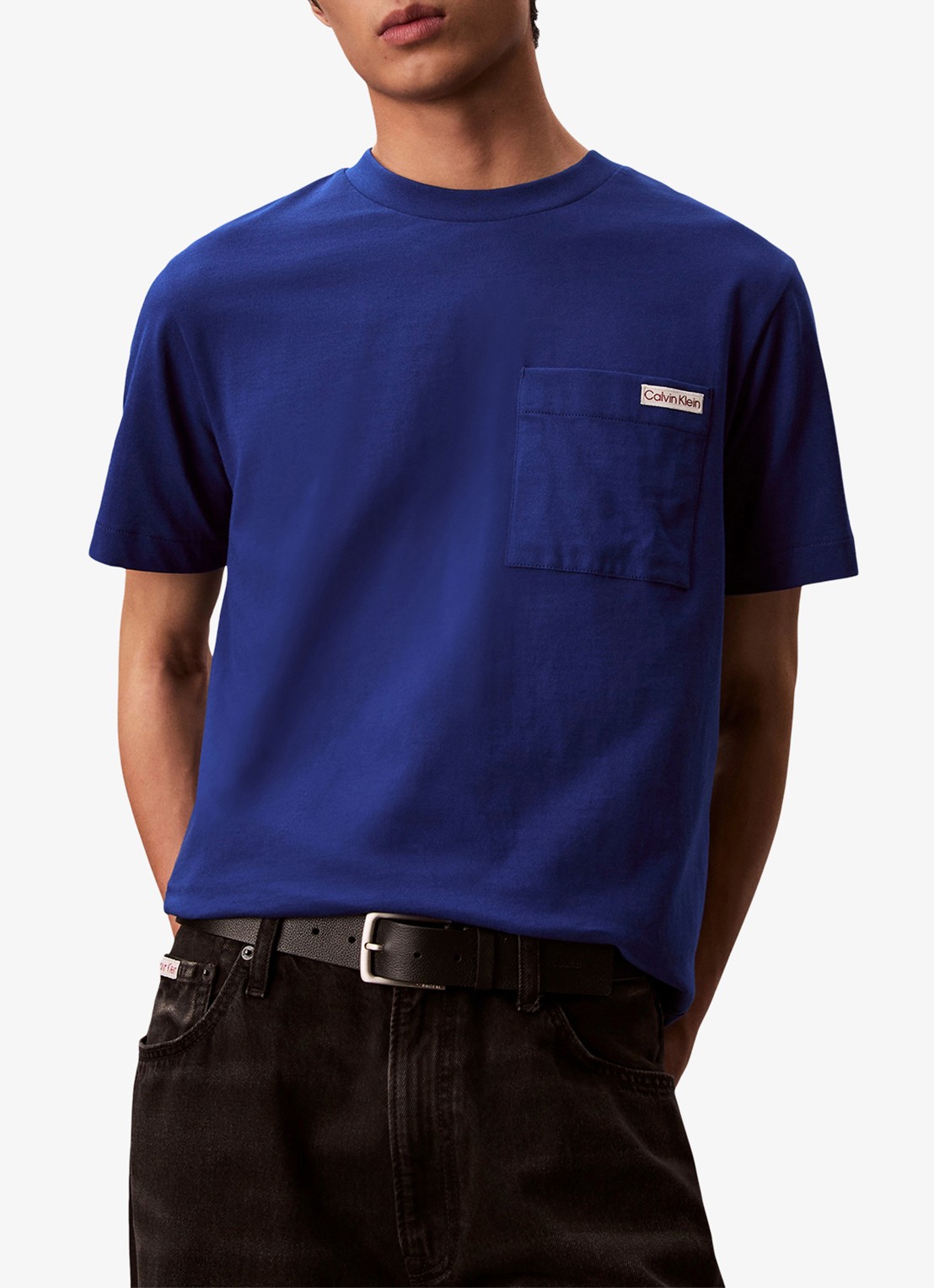 Calvin Klein T-shirt met borstzak - detail 5 donkerblauw