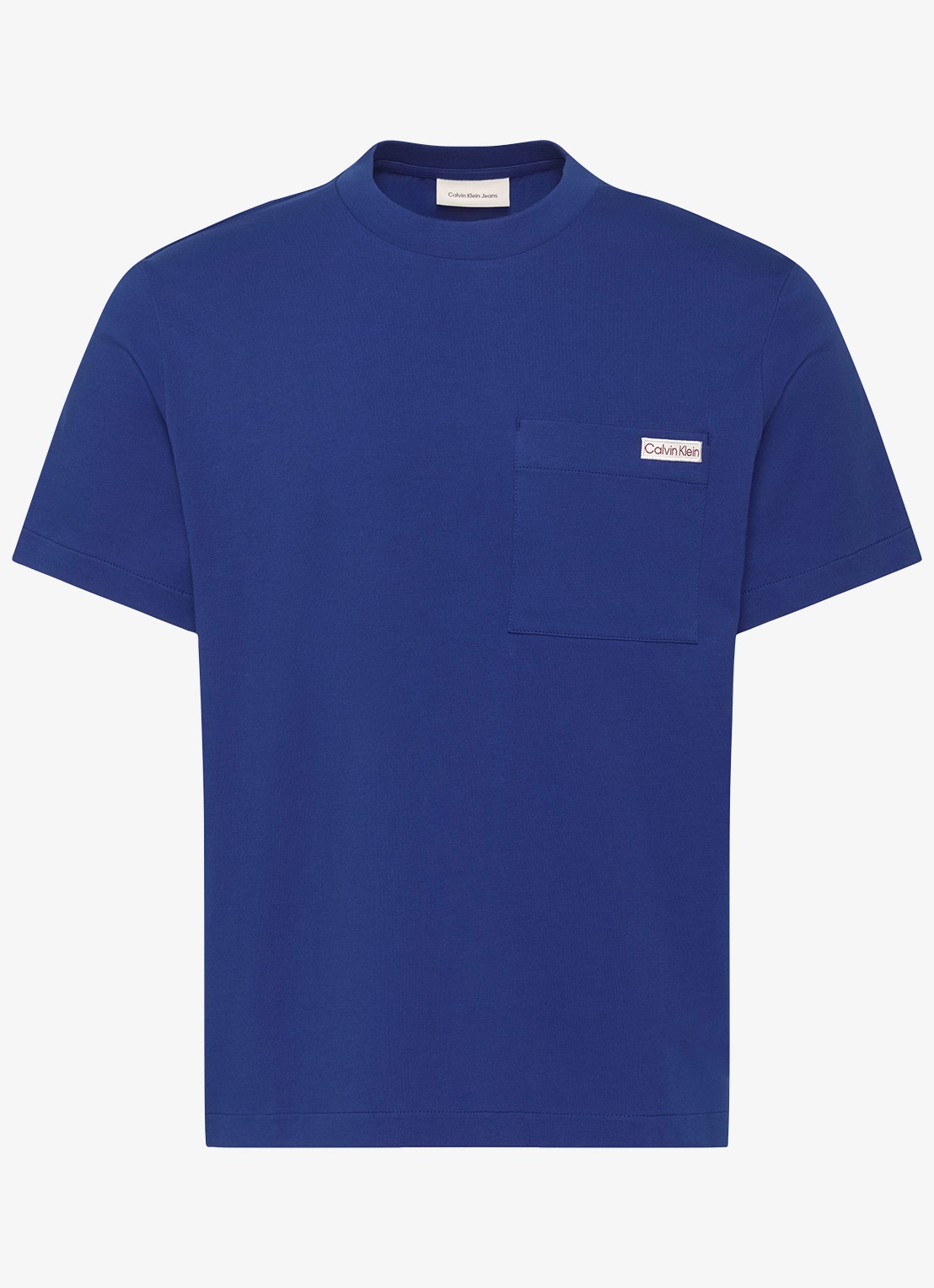 Calvin Klein T-shirt met borstzak - voorkant donkerblauw