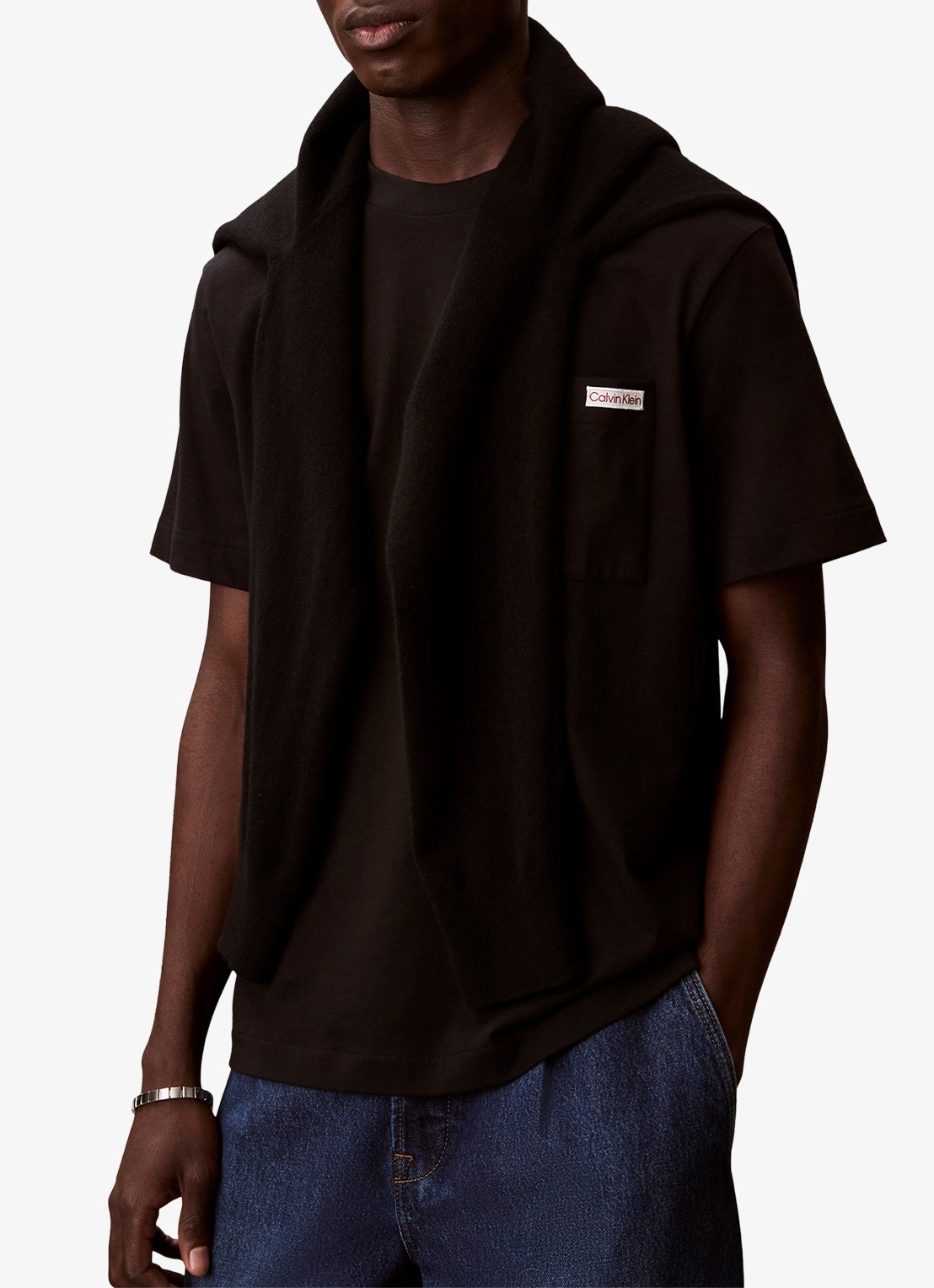 Calvin Klein T-shirt met borstzak - detail 5 zwart