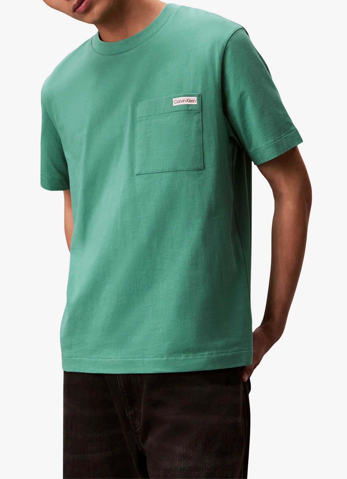 Calvin Klein T-shirt met borstzak - detail 4 groen