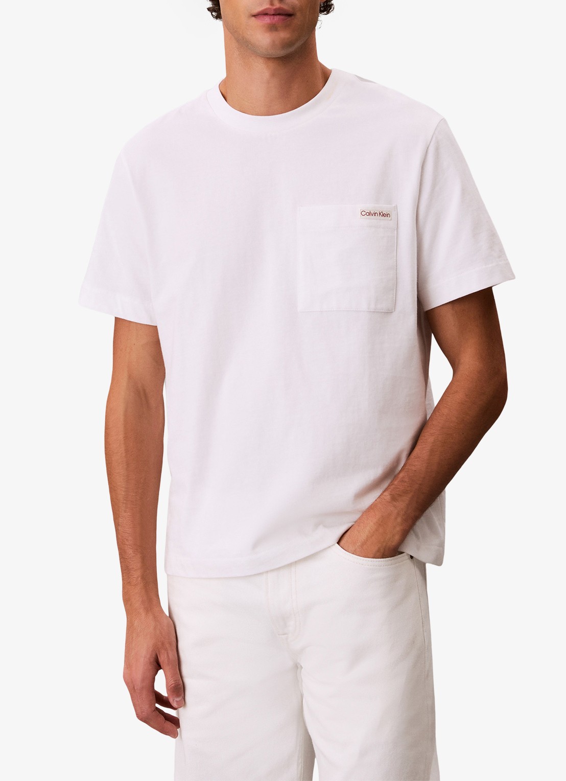 Calvin Klein T-shirt met borstzak - detail 4 wit