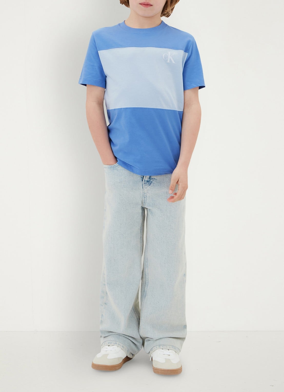 Calvin Klein T-shirt met logo 2-pack - voorkant 2 lichtblauw