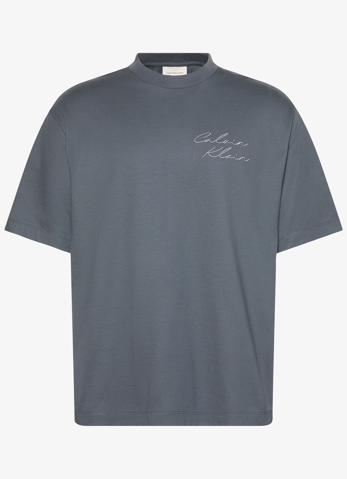 Calvin Klein T-shirt met logo- en backprint - voorkant 4 donkergrijs