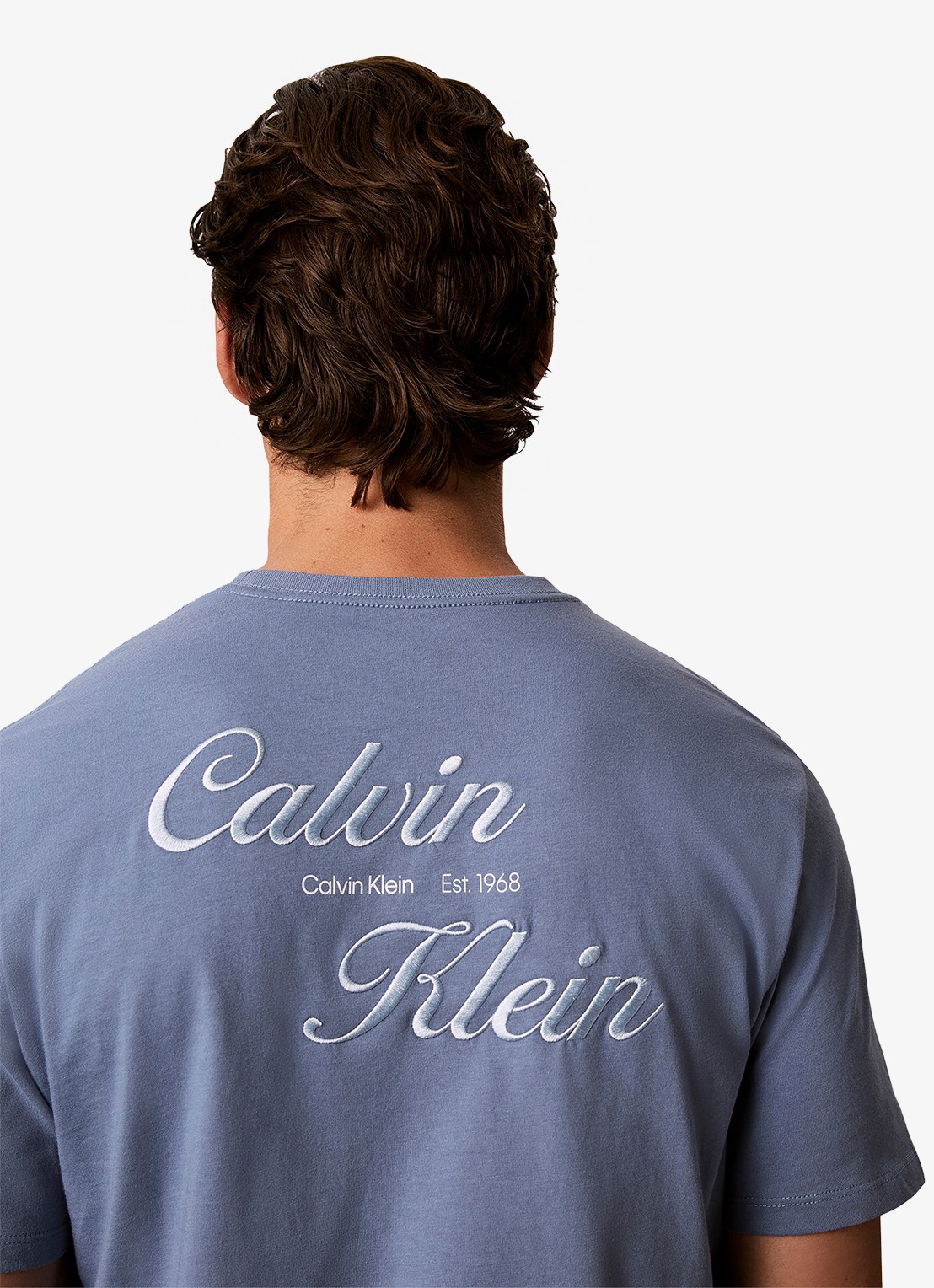 Calvin Klein T-shirt met logo- en backprint - detail 5 dusty sailor blue-c4i /  blauw
