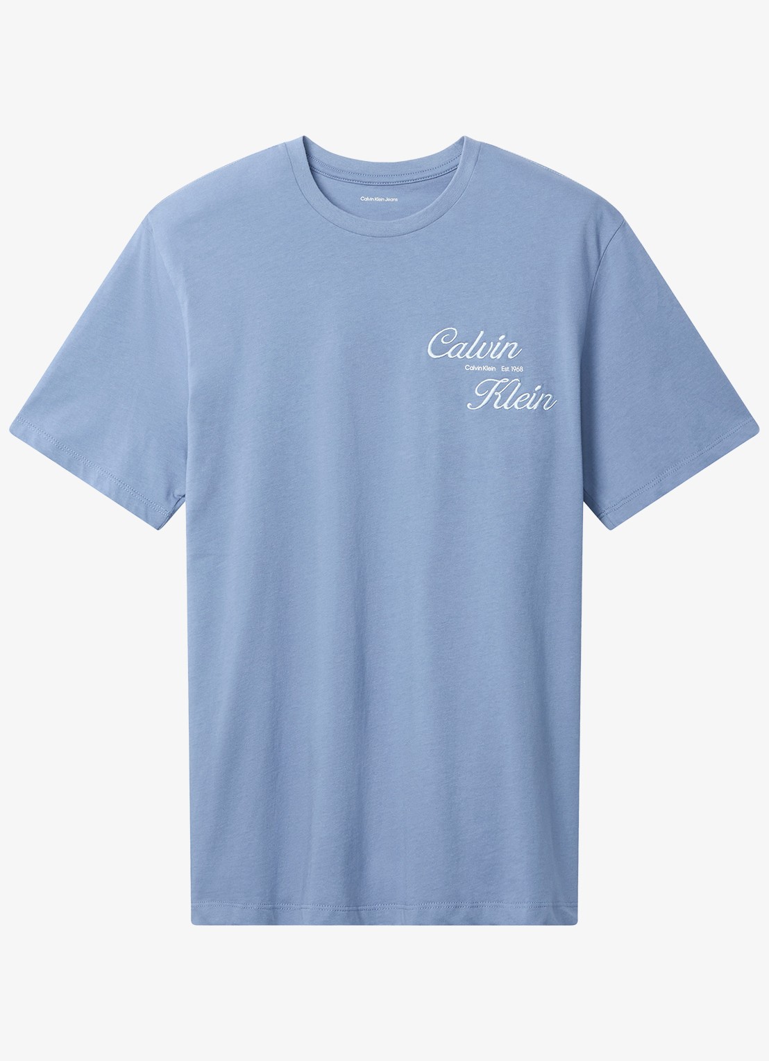 Calvin Klein T-shirt met logo- en backprint - voorkant 2 dusty sailor blue-c4i /  blauw