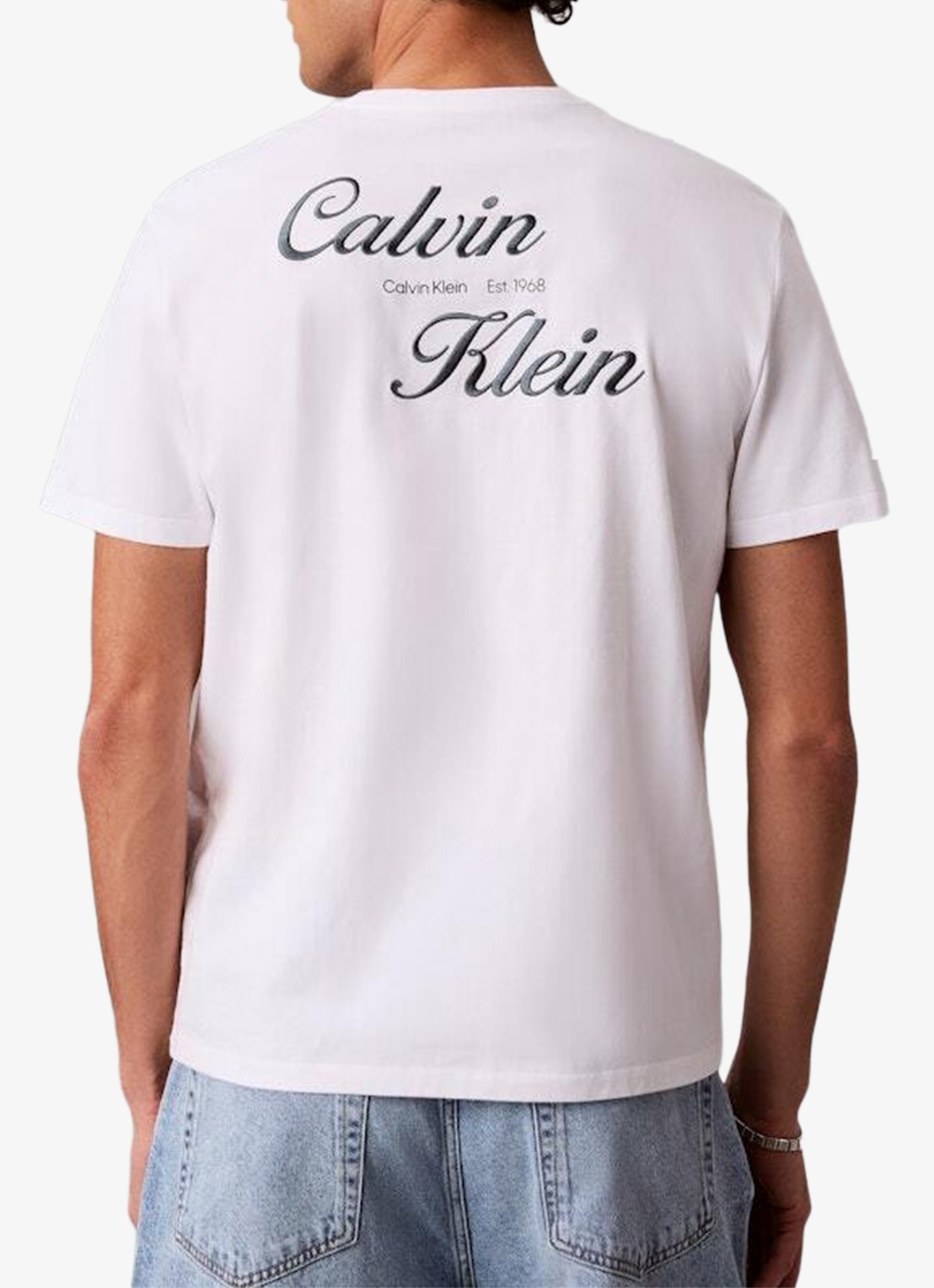 Calvin Klein T-shirt met logo- en backprint - achterkant 4 bright white-yaf /  wit