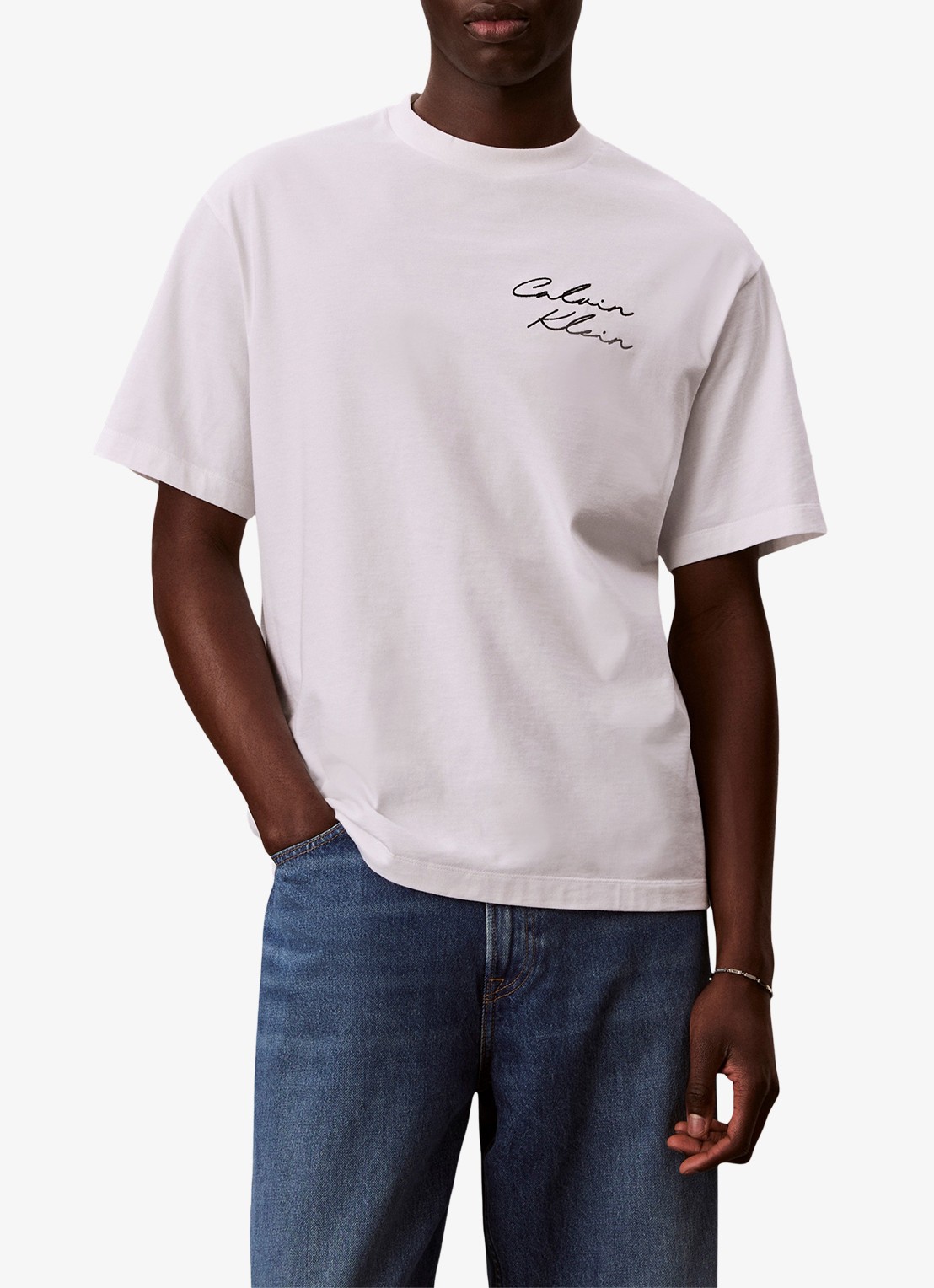 Calvin Klein T-shirt met logo- en backprint - detail 2 wit