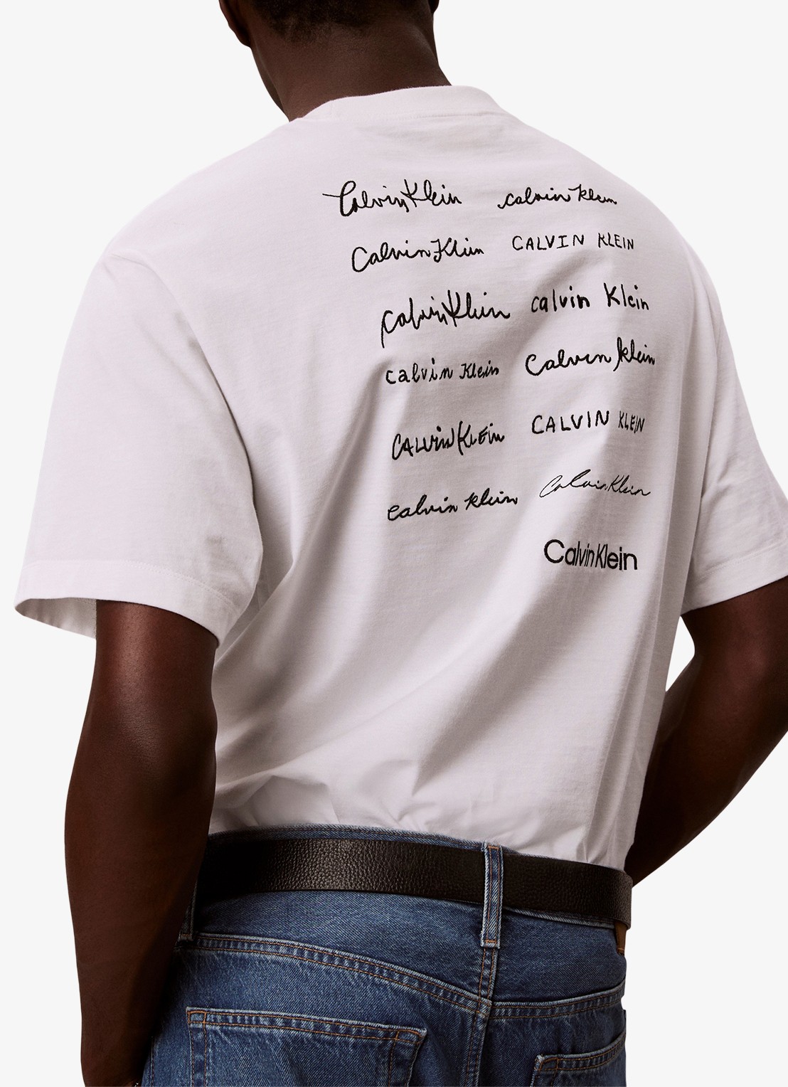 Calvin Klein T-shirt met logo- en backprint - detail 3 wit