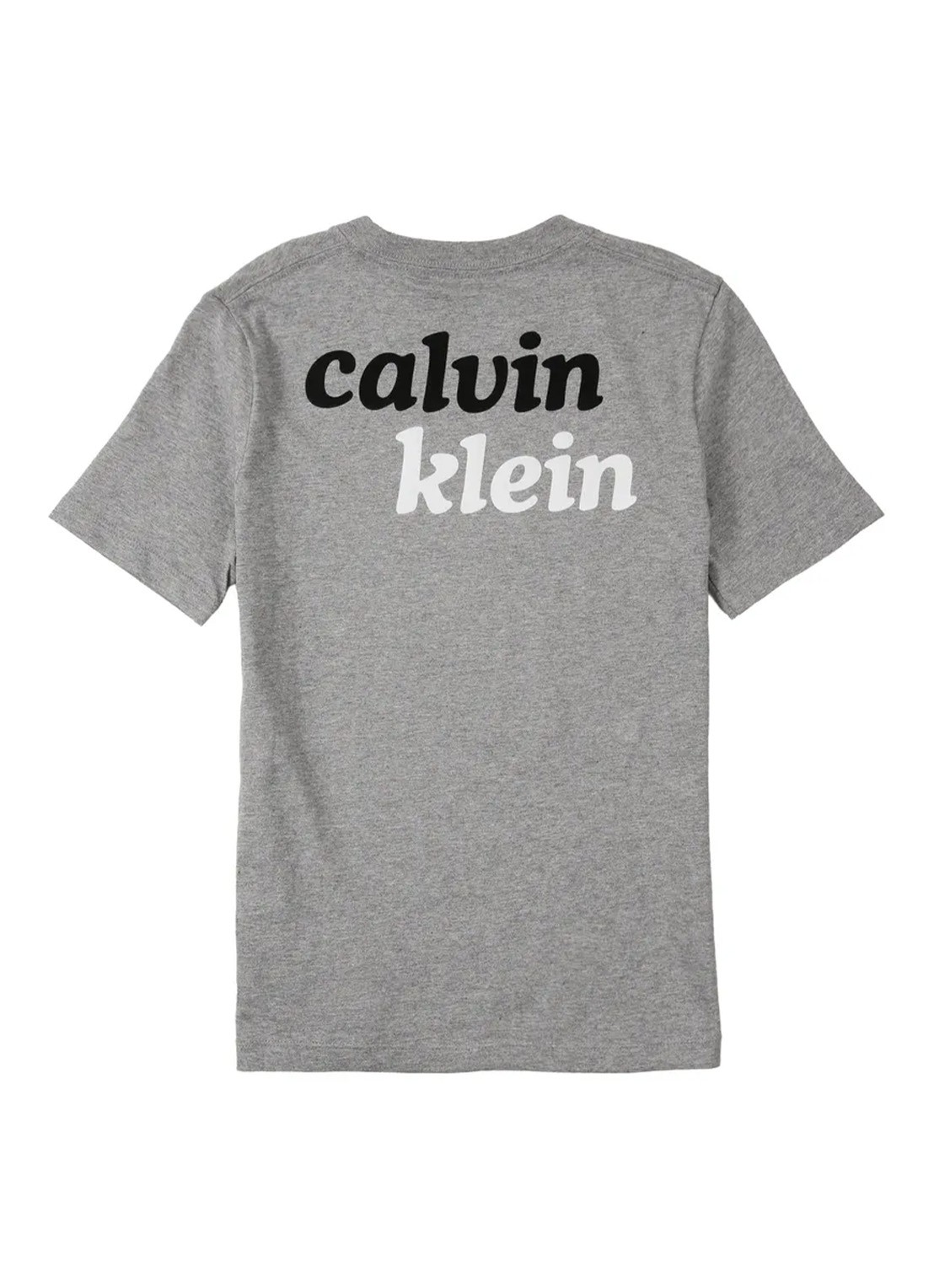 Calvin Klein T-shirt met logo- en backprint - achterkant medium grey heather-p7d /  grijs