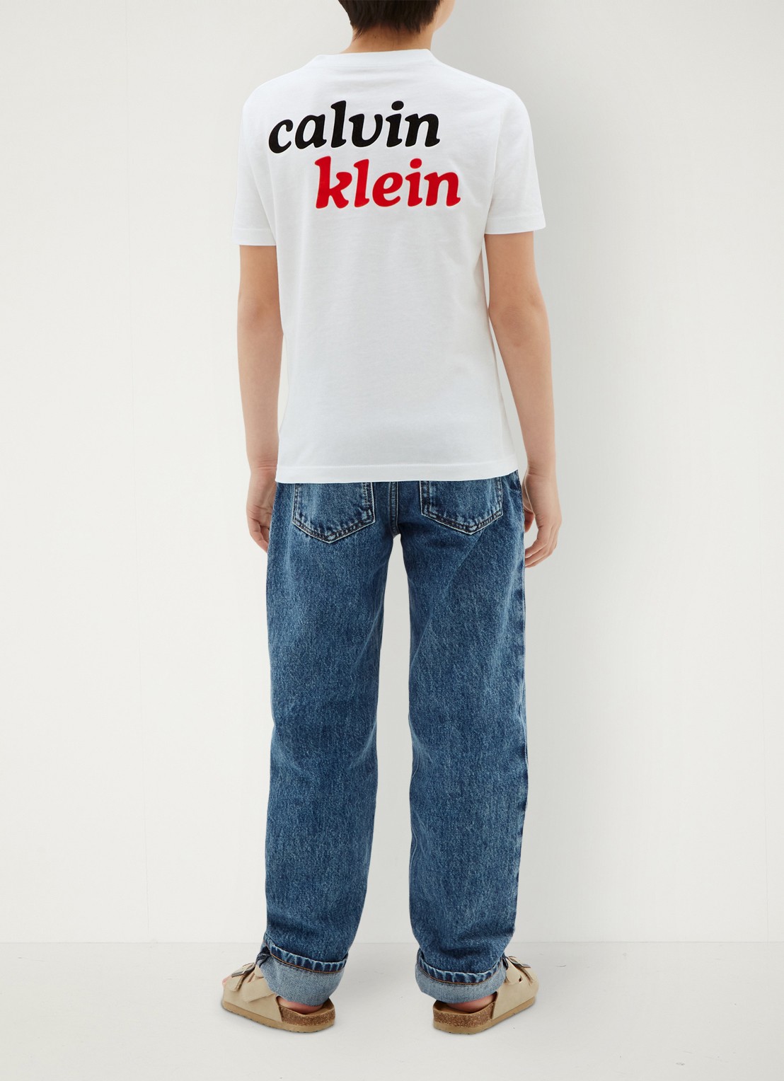 Calvin Klein T-shirt met logo- en backprint - achterkant bright white-yaf /  wit