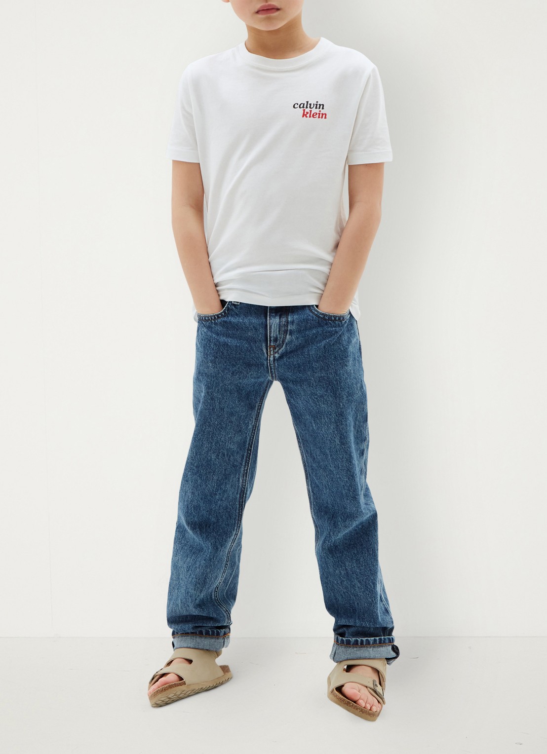 Calvin Klein T-shirt met logo- en backprint - voorkant 4 bright white-yaf /  wit