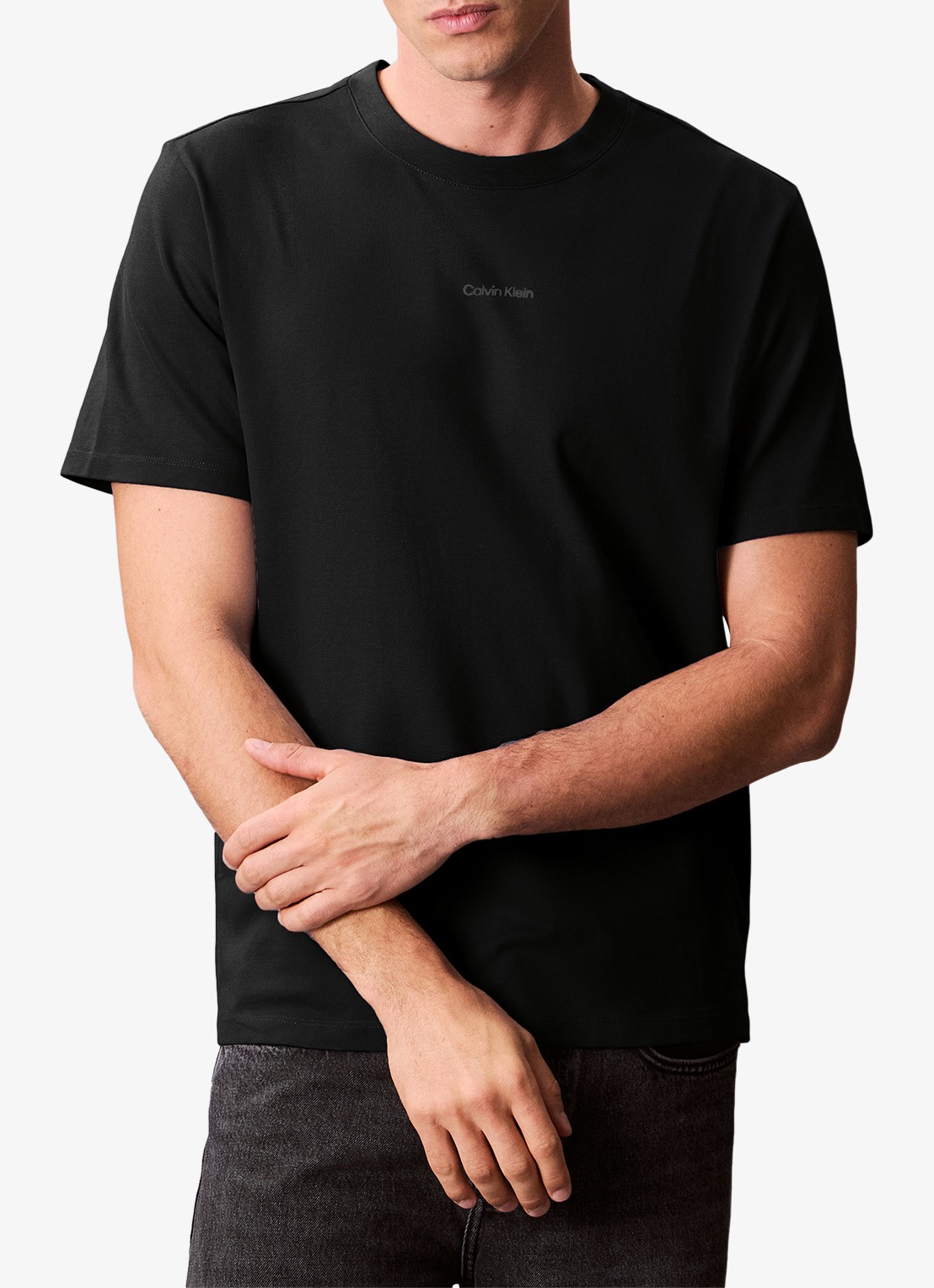 Calvin Klein T-shirt met logo en ronde hals  - detail 4 zwart