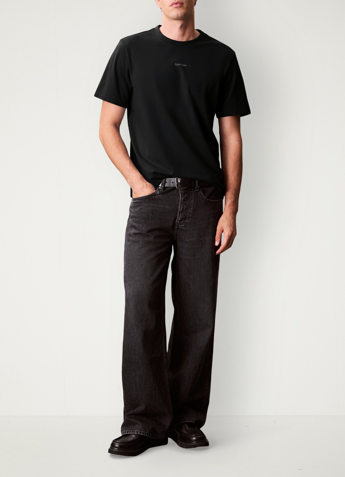 Calvin Klein T-shirt met logo en ronde hals  - detail 6 zwart