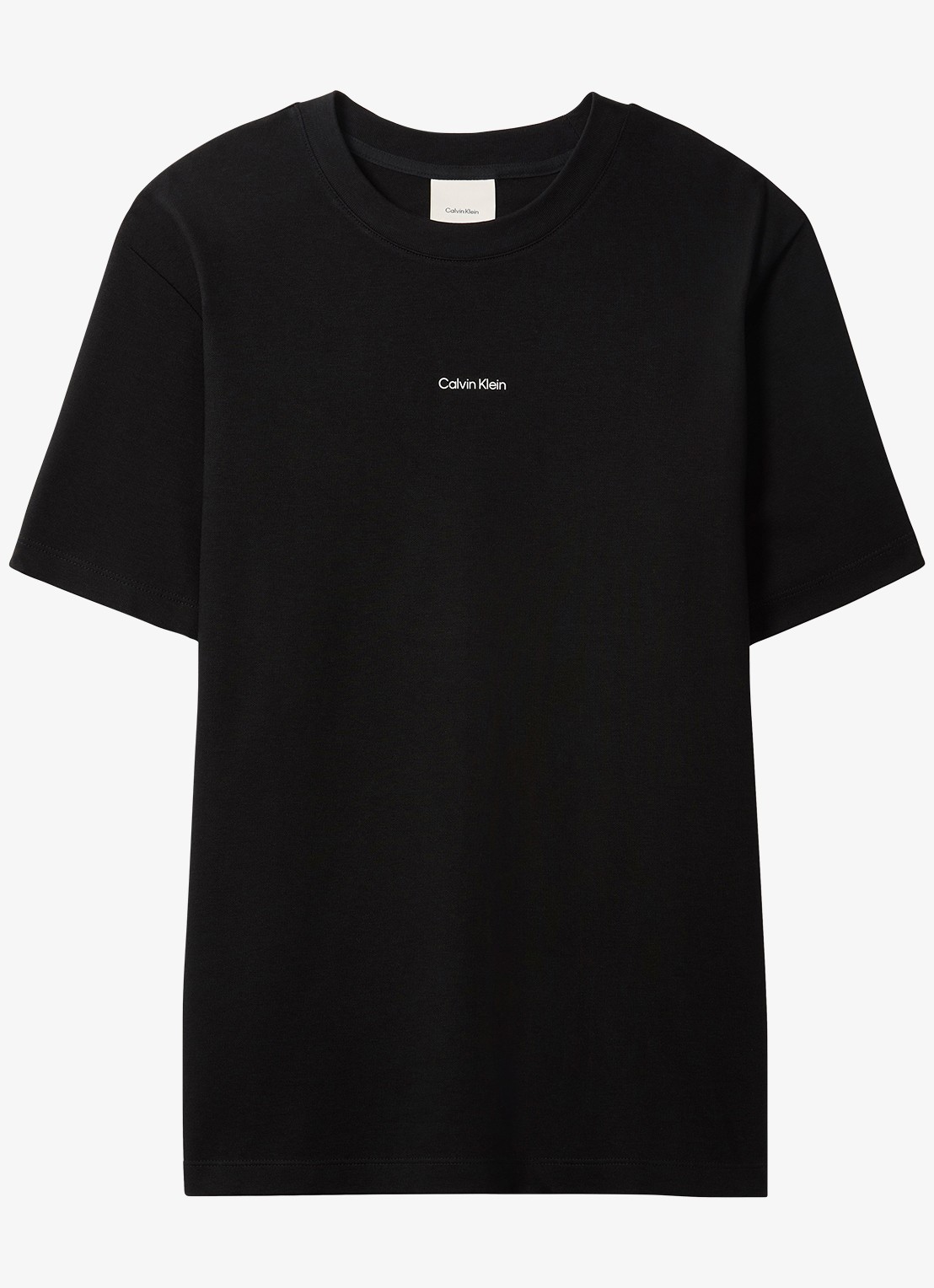 Calvin Klein T-shirt met logo en ronde hals  - voorkant 2 zwart