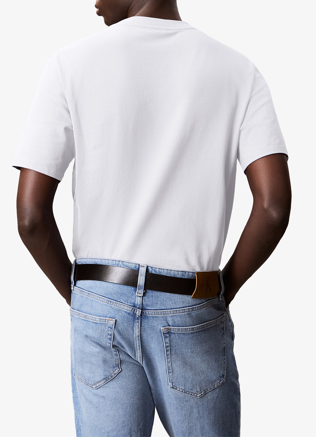 Calvin Klein T-shirt met logo en ronde hals  - achterkant wit