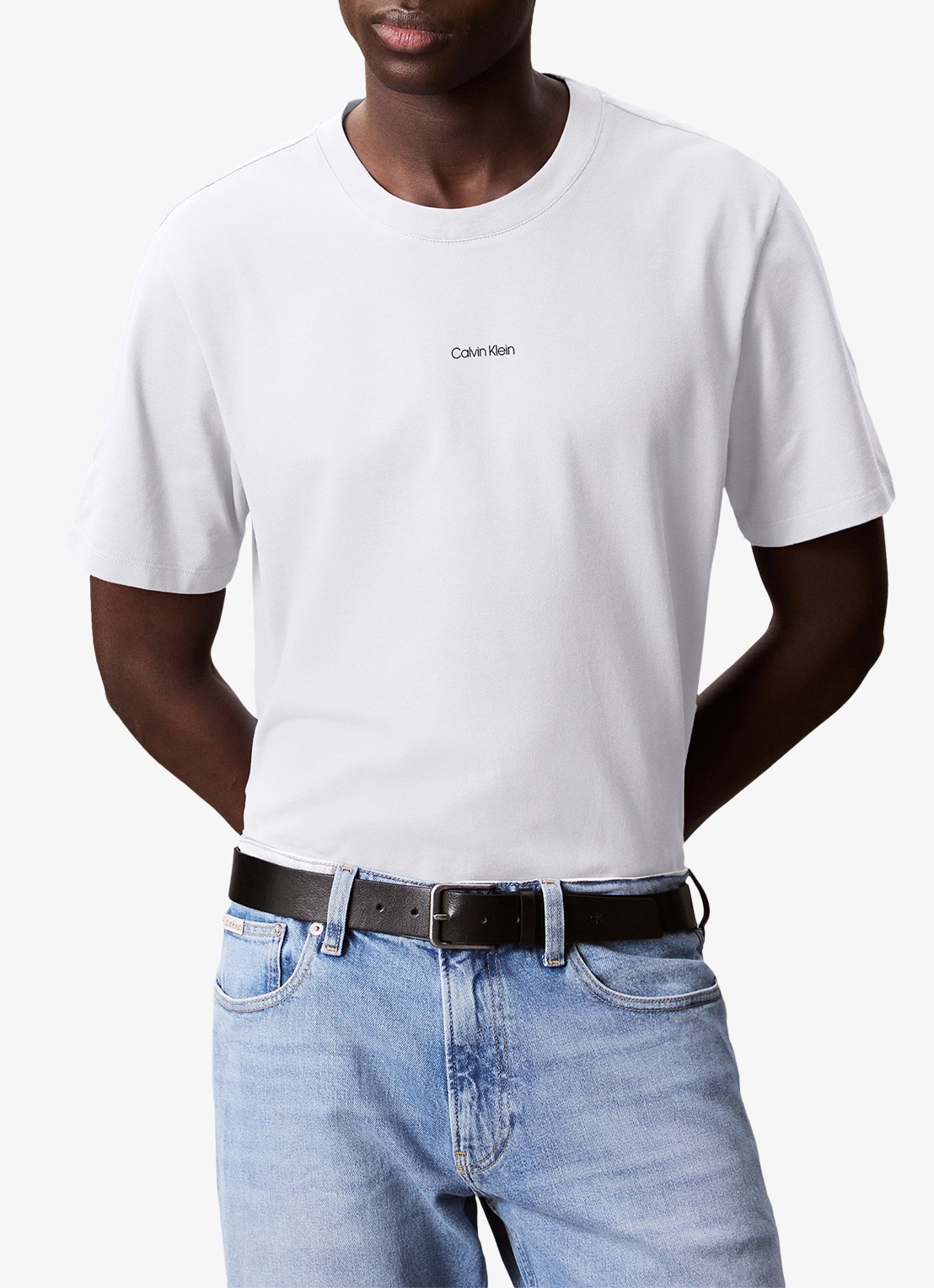 Calvin Klein T-shirt met logo en ronde hals  - detail 2 wit