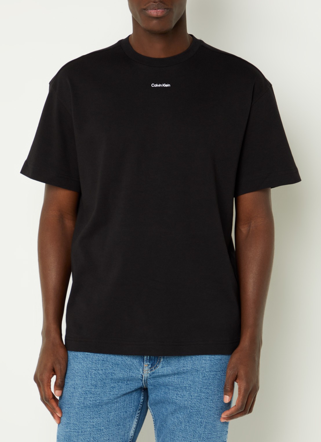 Calvin Klein T-shirt met logo en stretch - detail zwart