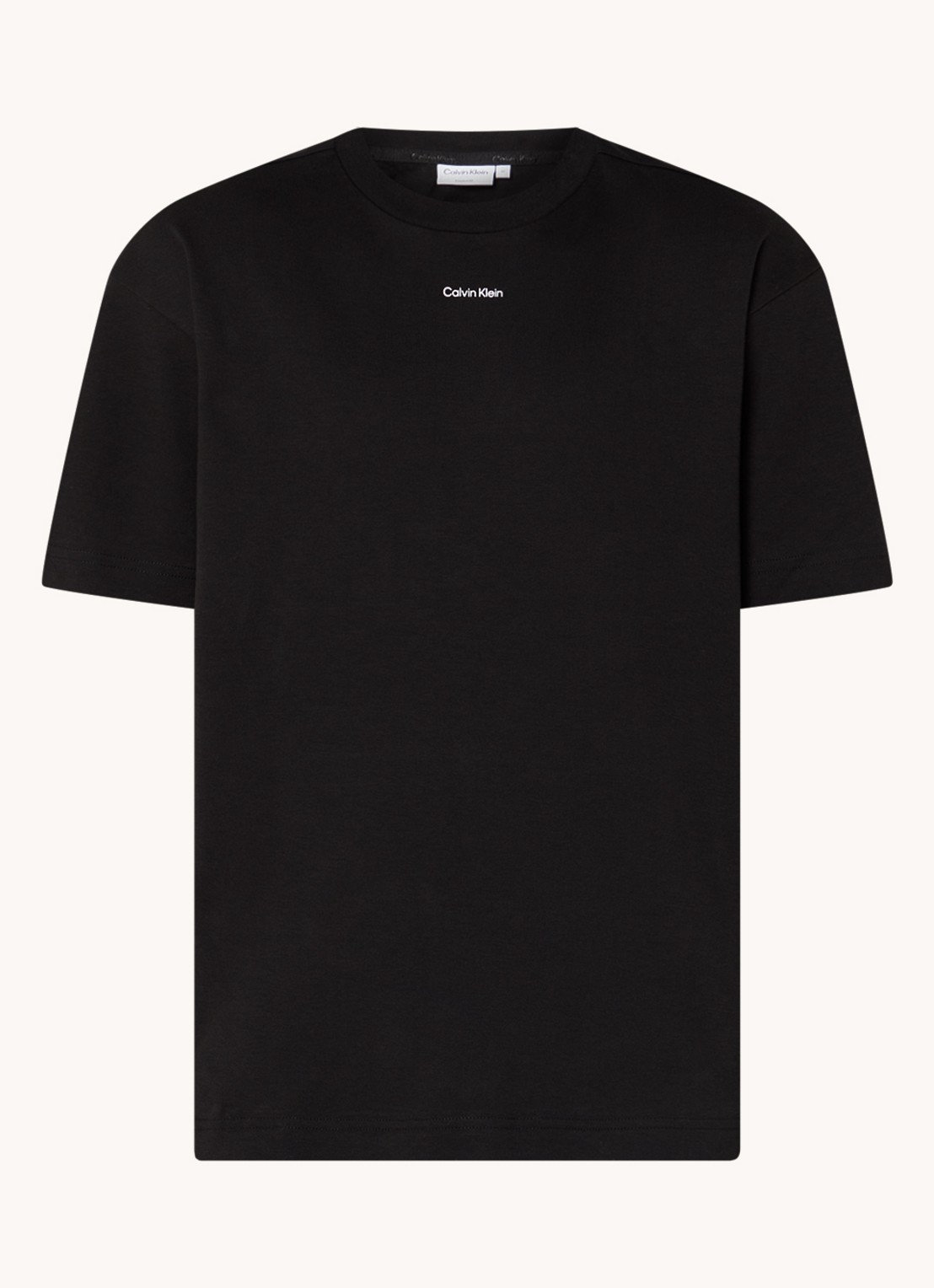 Calvin Klein T-shirt met logo en stretch - voorkant 2 zwart