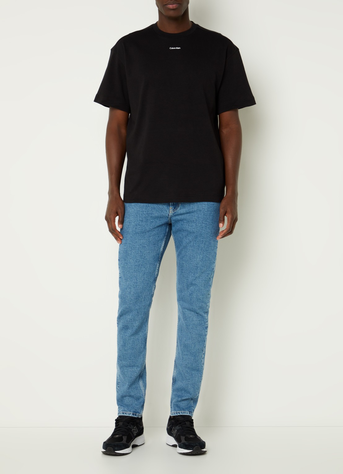 Calvin Klein T-shirt met logo en stretch - voorkant 3 zwart