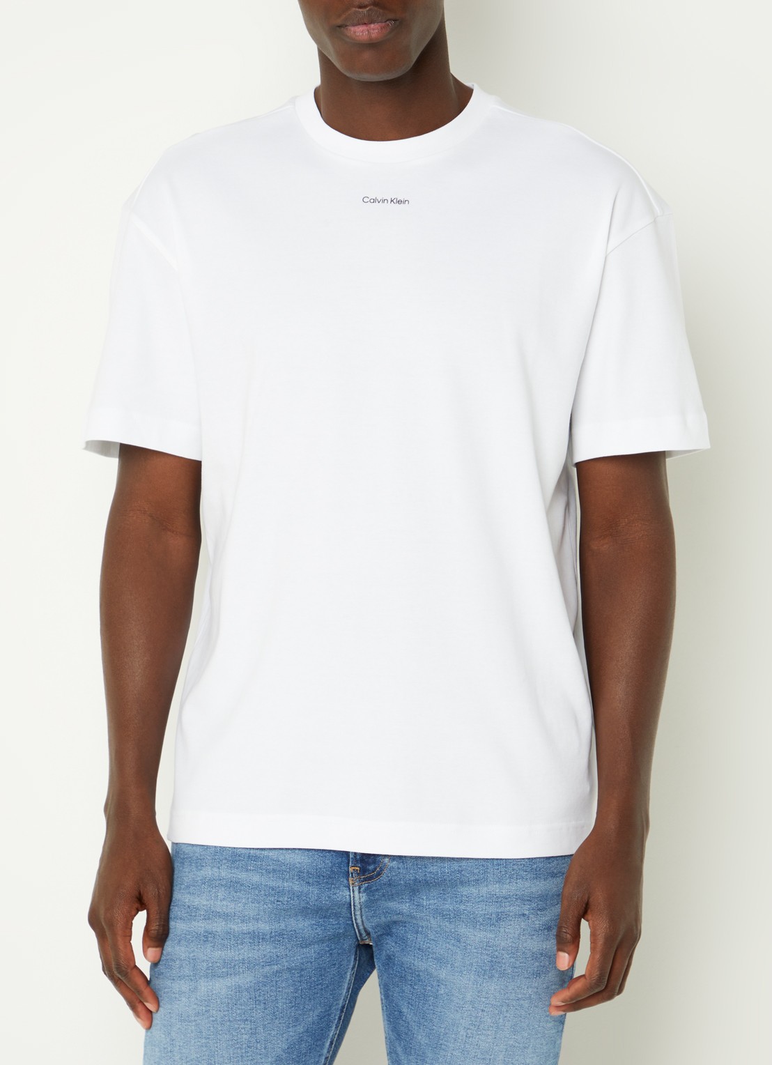 Calvin Klein T-shirt met logo en stretch - detail wit