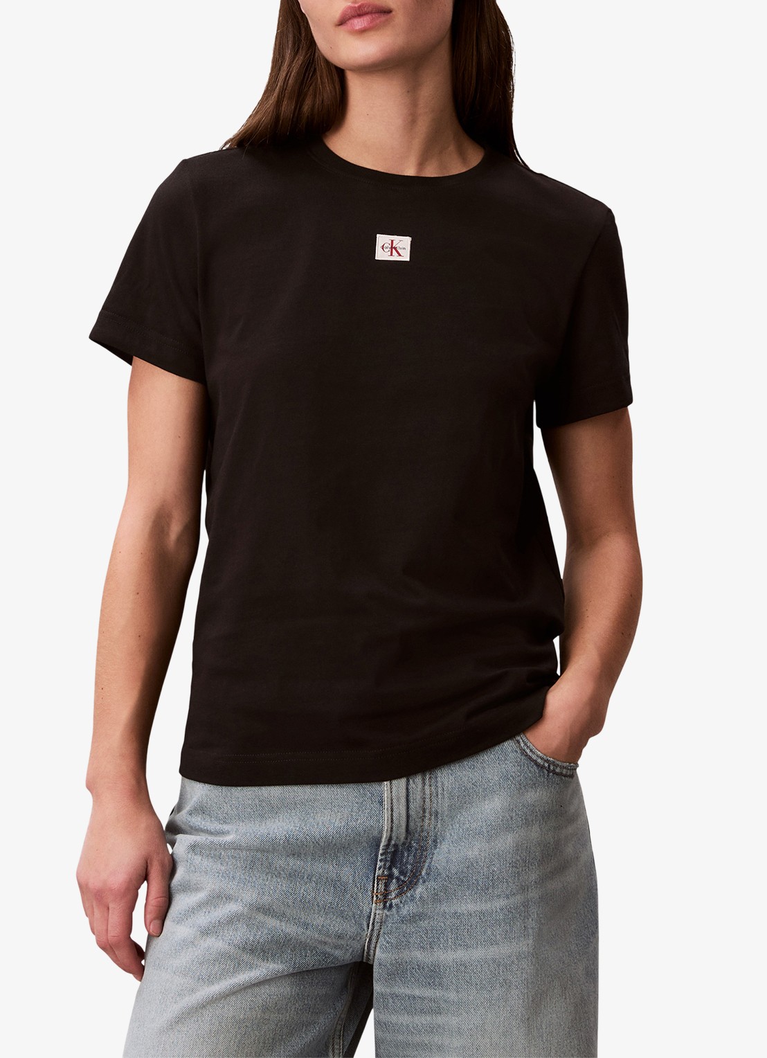 Calvin Klein T-shirt met logo - detail zwart