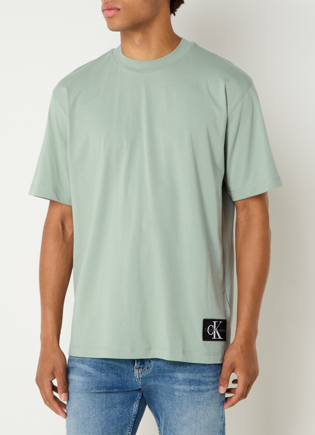 Calvin Klein T-shirt met logo - detail mint