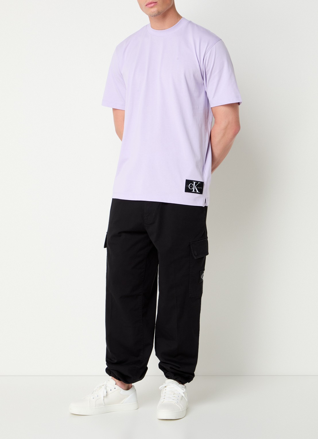 Calvin Klein T-shirt met logo - voorkant 3 lichtpaars