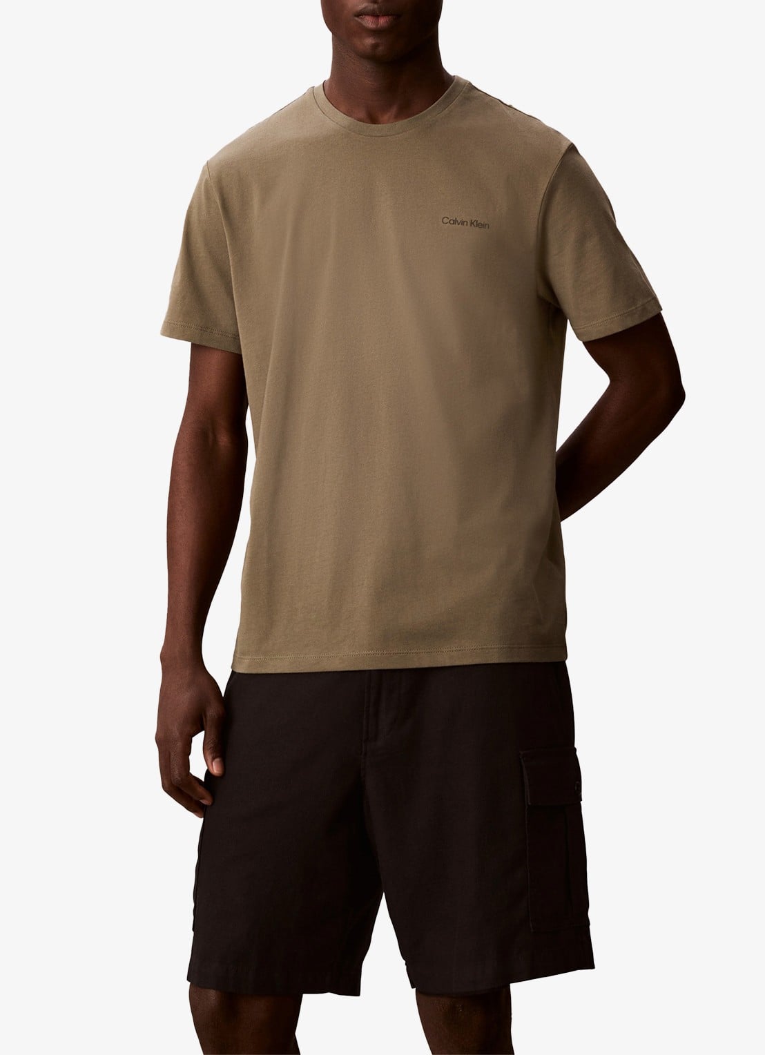 Calvin Klein T-shirt met logo - detail 2 olijfgroen