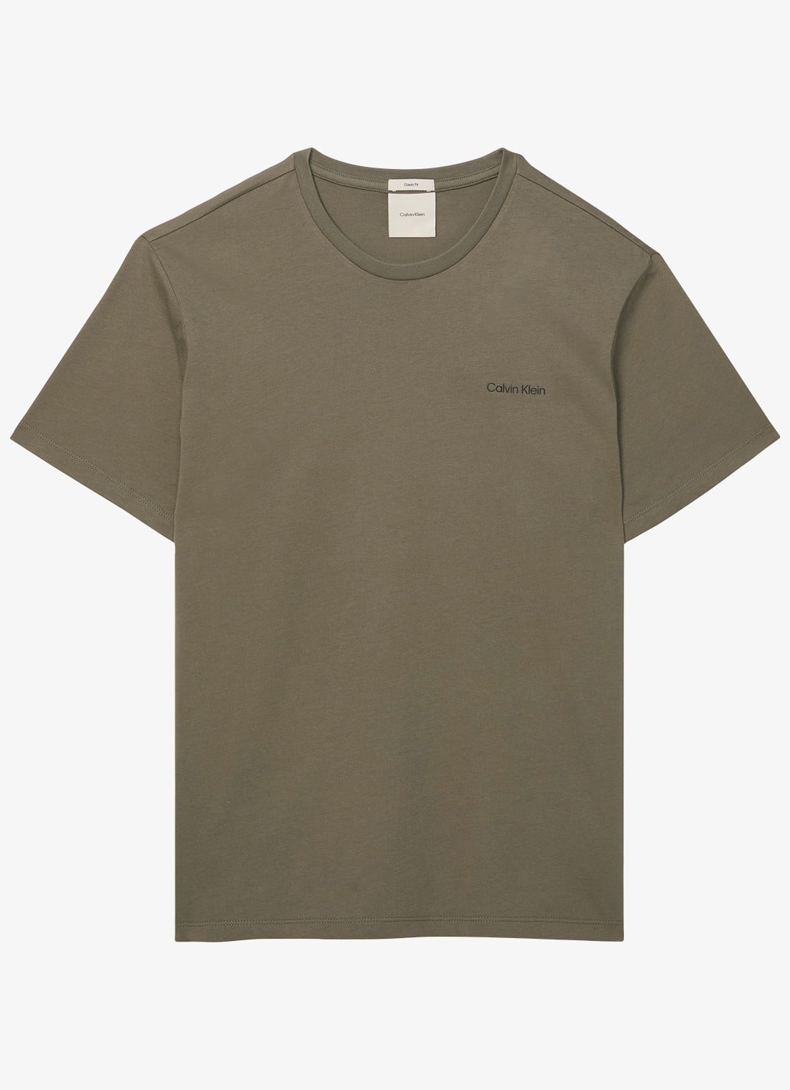 Calvin Klein T-shirt met logo - voorkant 4 olijfgroen