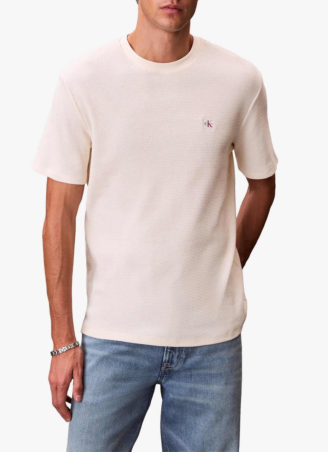 Calvin Klein T-shirt met logo - detail 2 gebroken wit