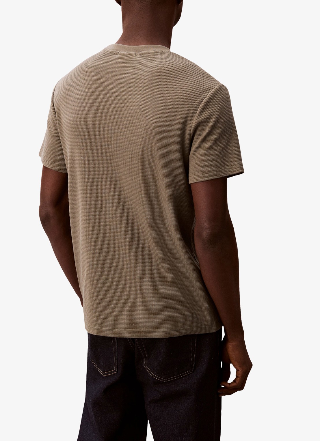 Calvin Klein T-shirt met logo - achterkant olijfgroen
