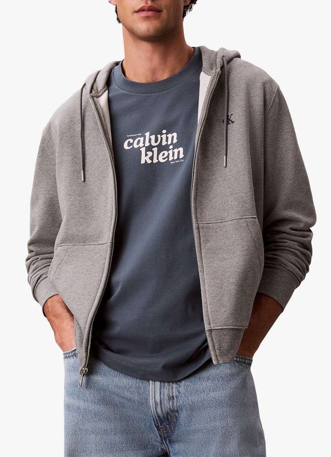 Calvin Klein T-shirt met logo - detail 4 donkergroen