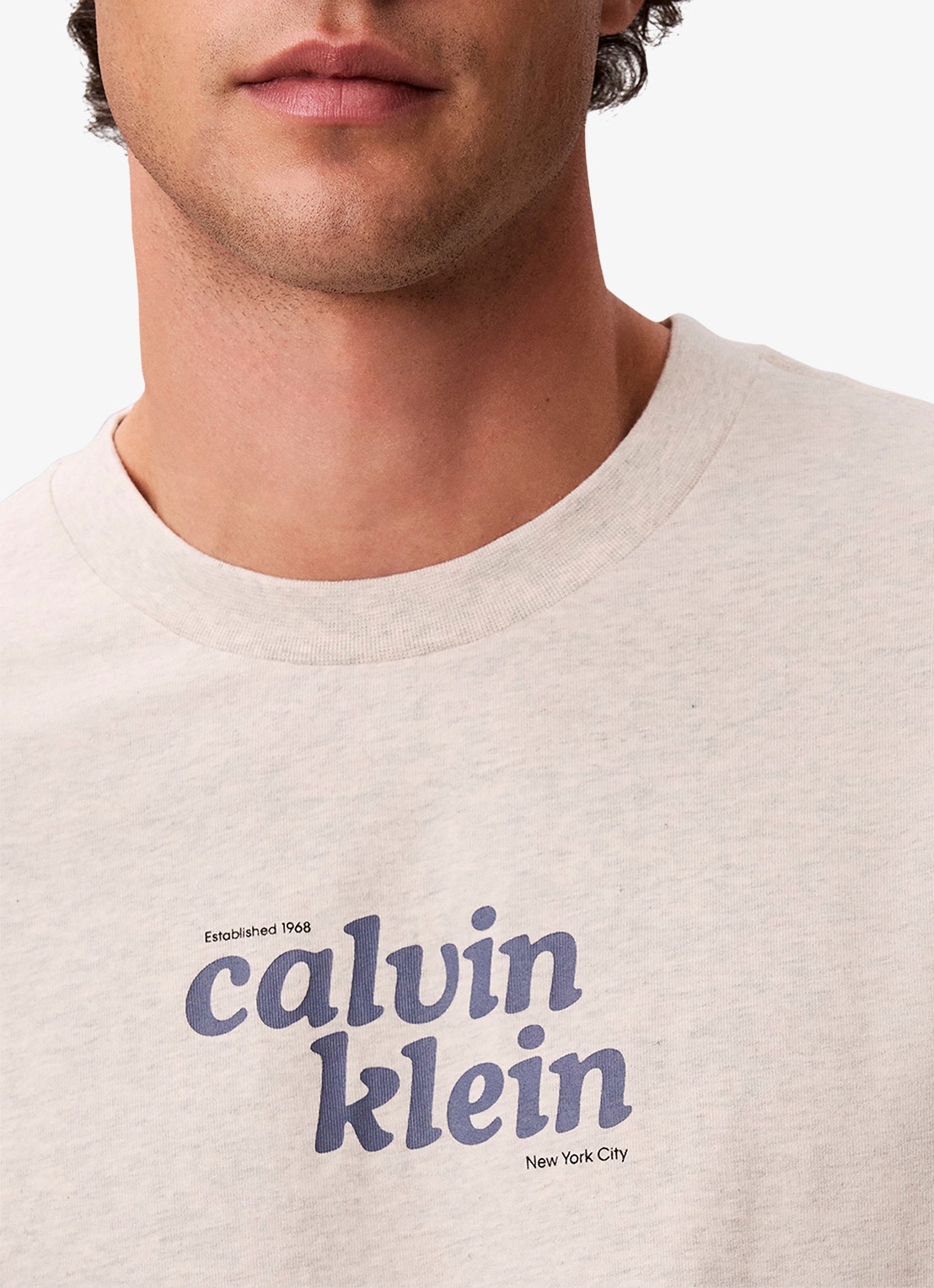 Calvin Klein T-shirt met logo - detail 4 creme
