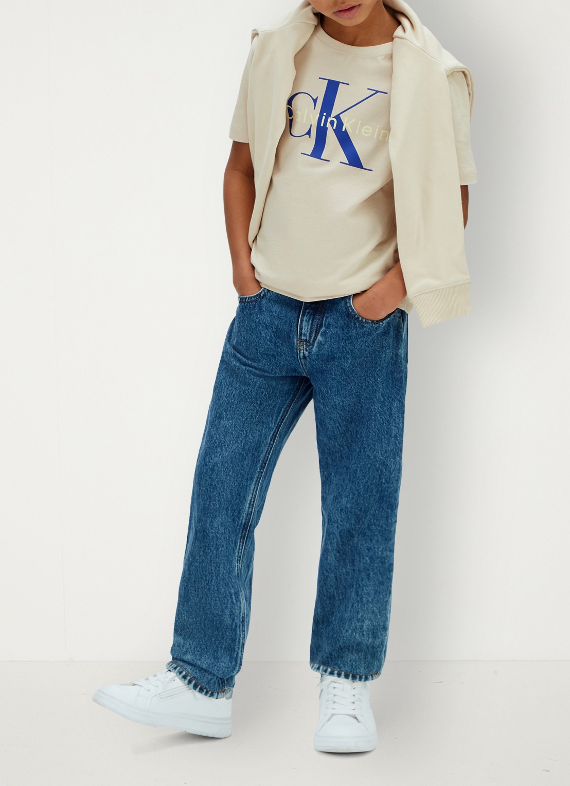 Calvin Klein T-shirt met logo - detail 4 beige