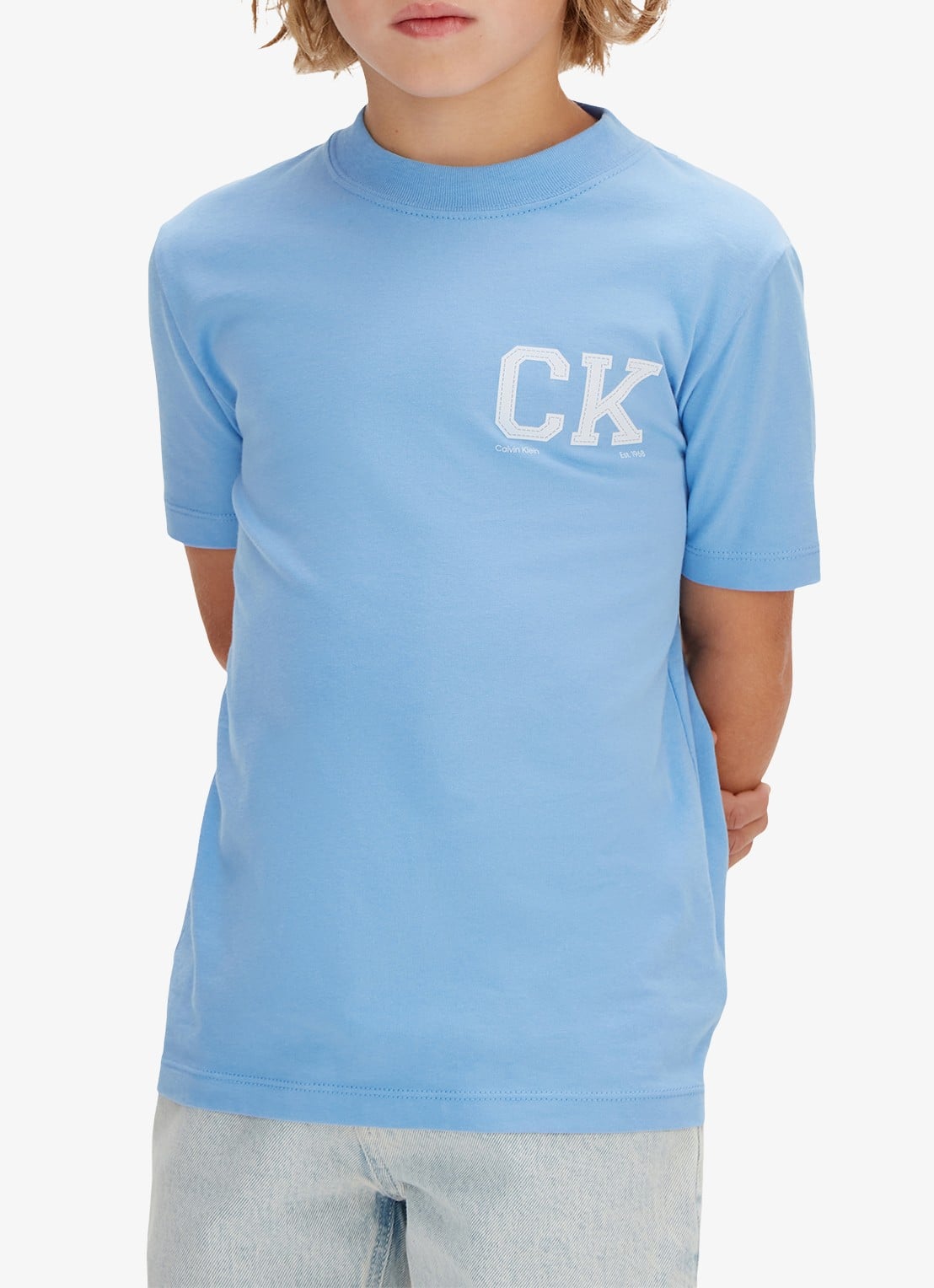 Calvin Klein T-shirt met logo - detail 4 blauw