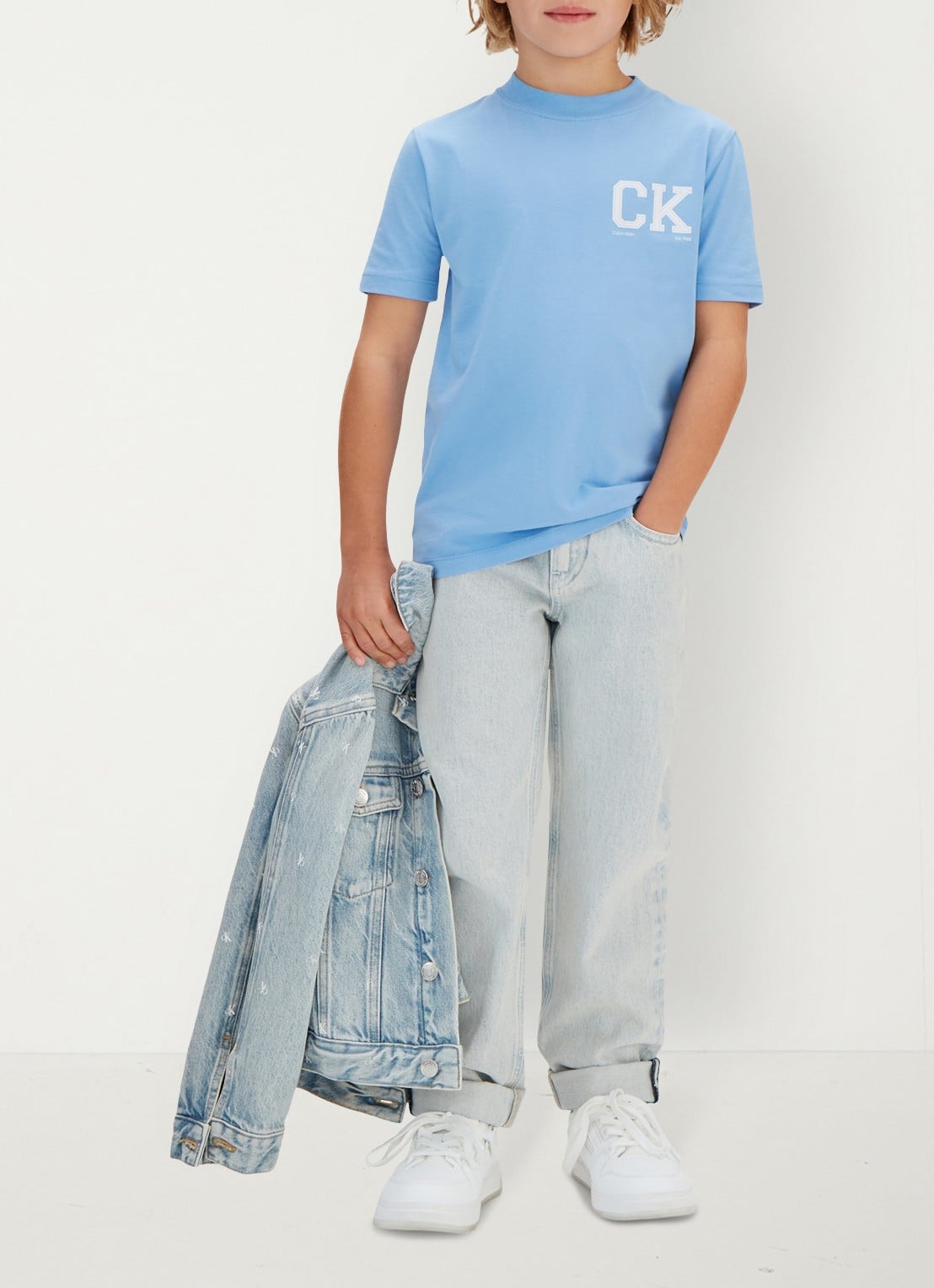 Calvin Klein T-shirt met logo - detail 5 blauw